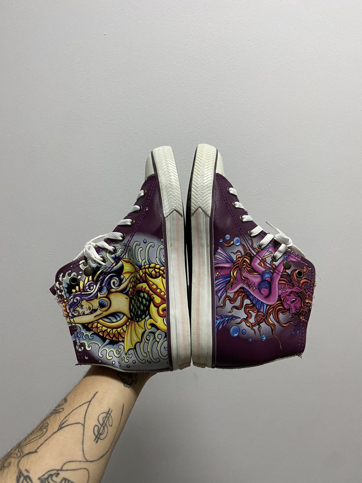Ed Hardy × Vintage Ed Hardy vintage hi Top Sneakers print logo girl mermaid 🧜‍♀️ Size US 7 / IT 37 - 6 Thumbnail