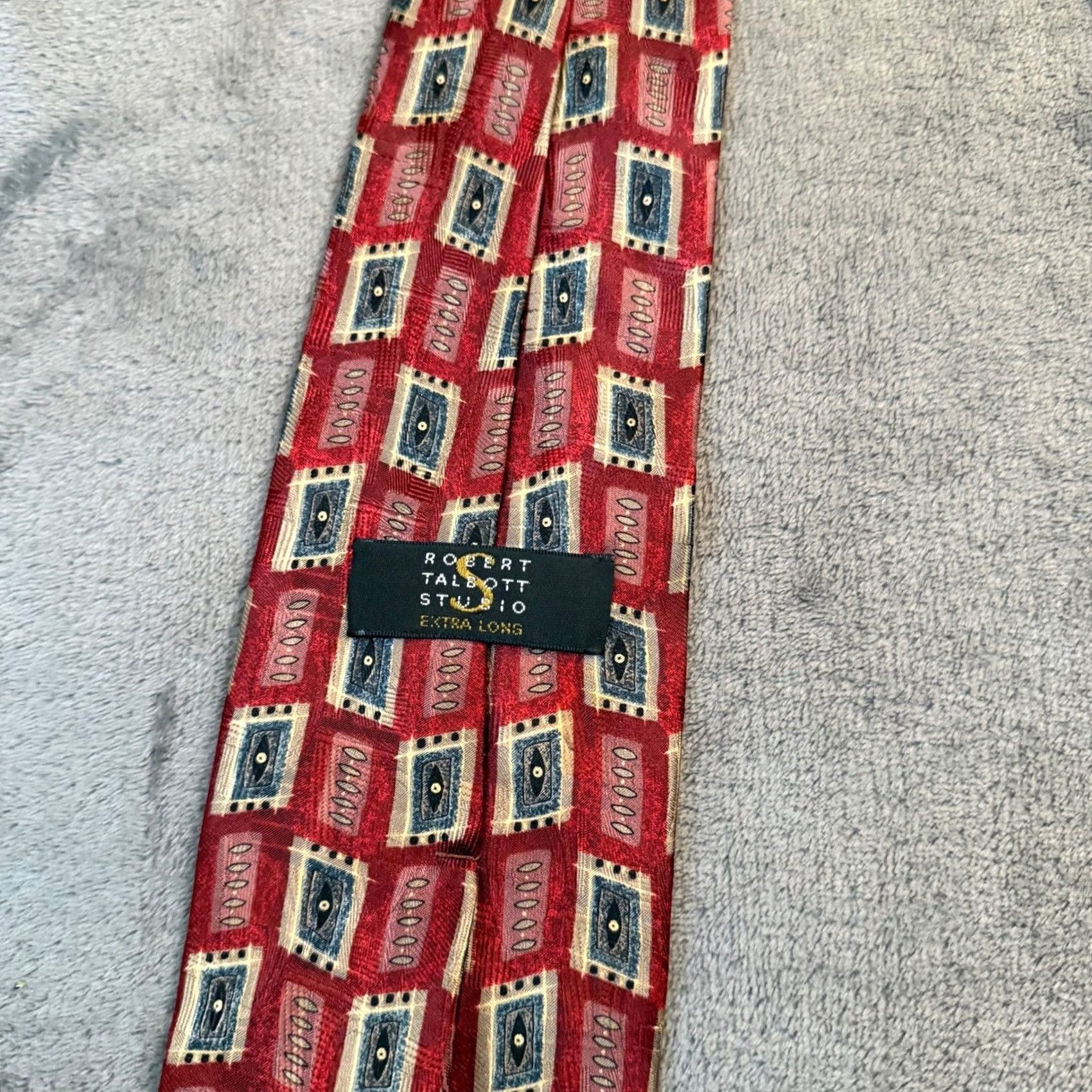 Robert Talbott Robert Talbott Studio Necktie Mens Extra Long Red Geometric Silk Hand Sewn Size ONE SIZE - 4 Thumbnail