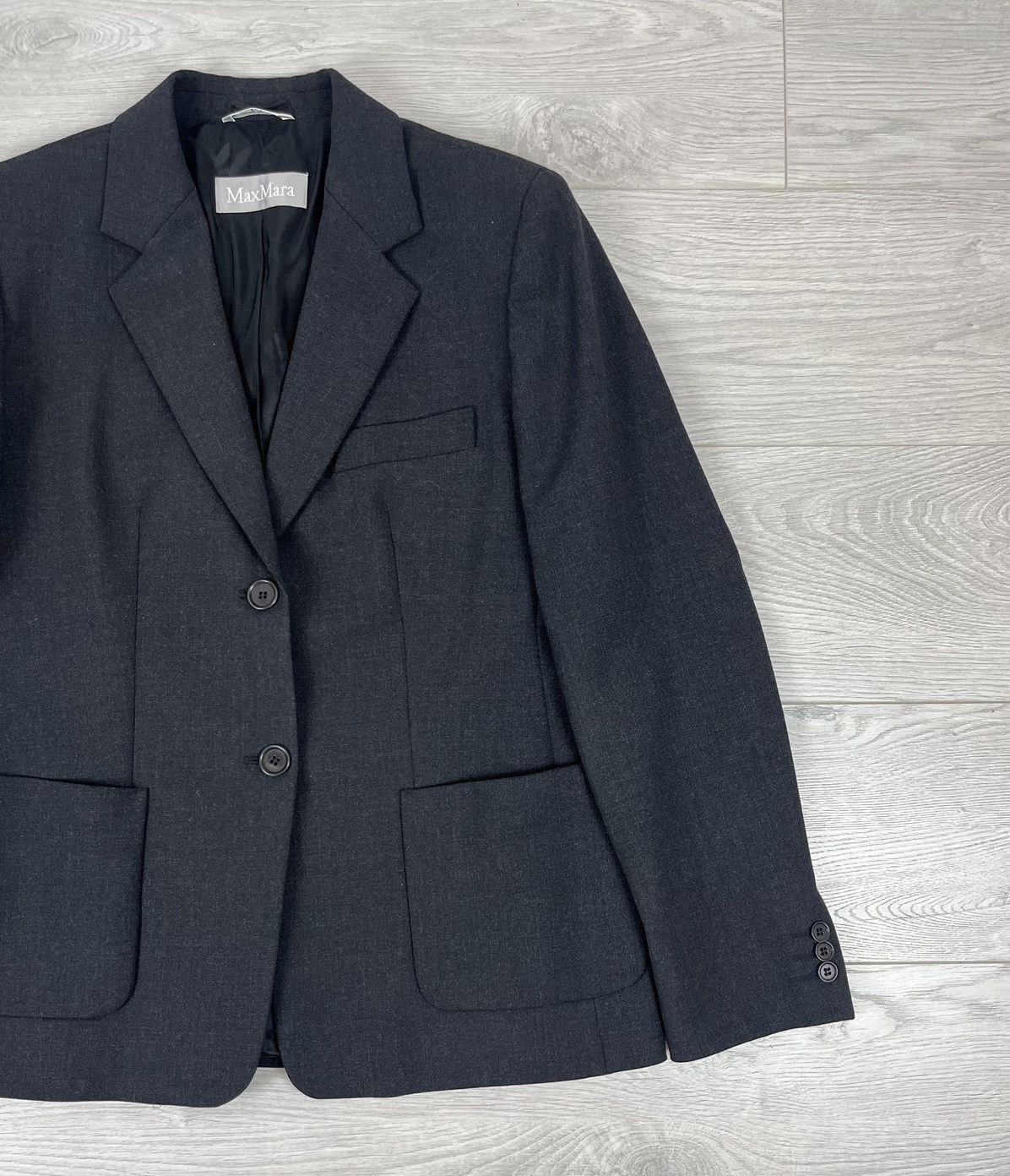Vintage Max Mara Italy Vintage Black Wool Blazer Jacket Size XL / US 12-14 / IT 48-50 - 2 Thumbnail