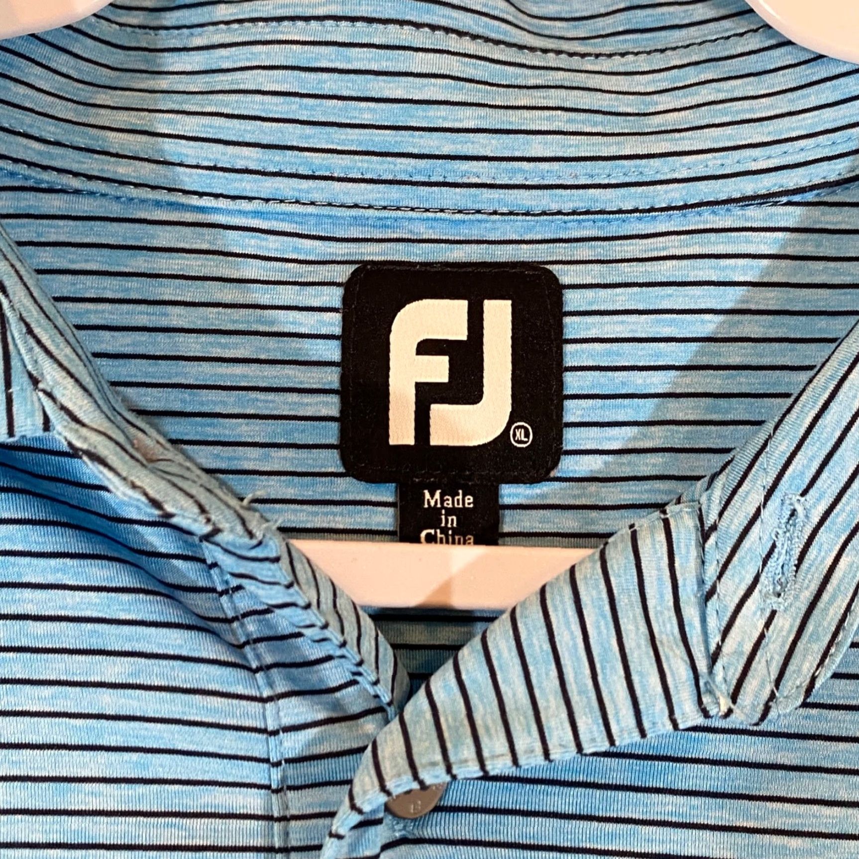 Footjoy FootJoy Polo Shirt Mens XL Blue Striped Performance Golf Size US XL / EU 56 / 4 - 2 Thumbnail