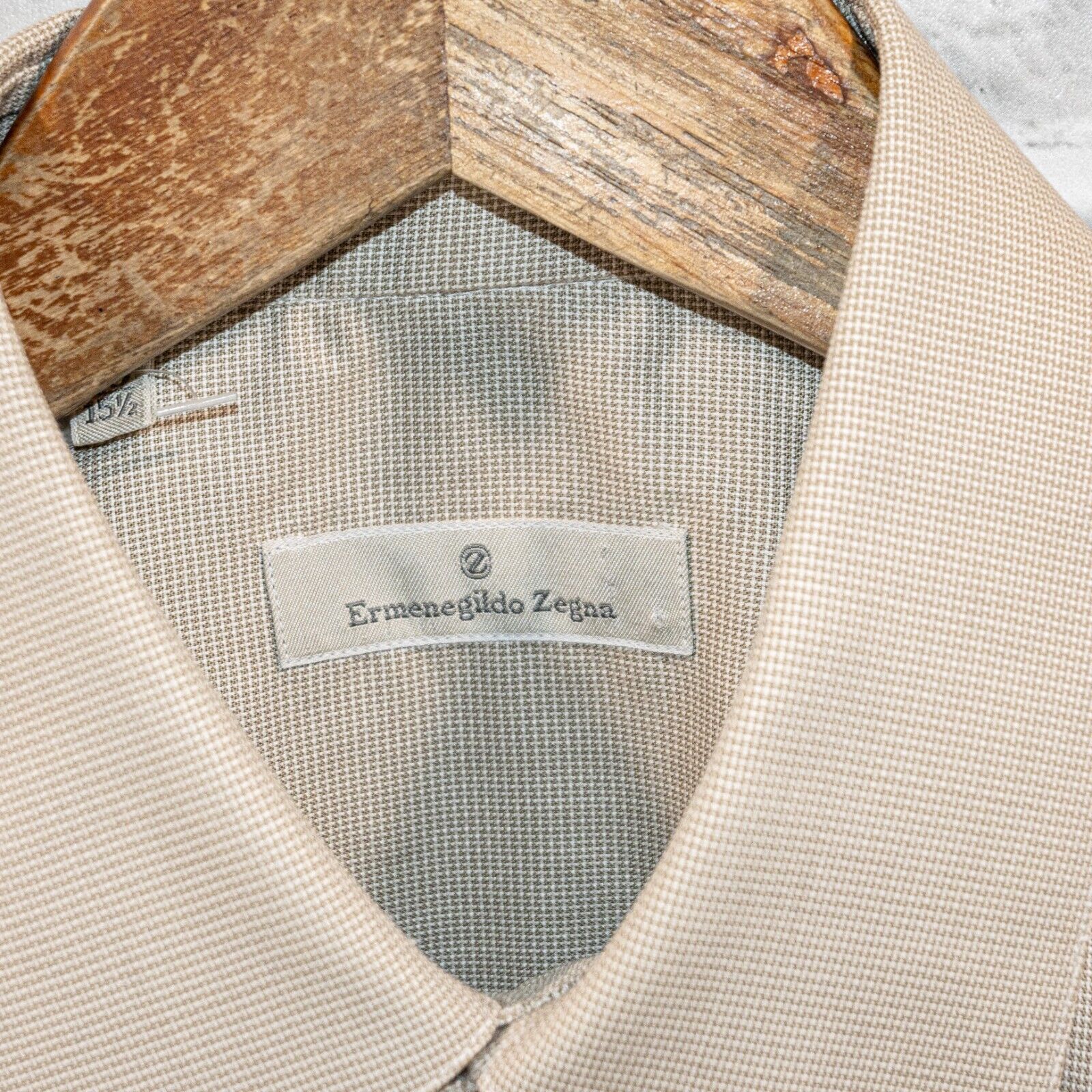 Ermenegildo Zegna Ermenegildo Zegna Men's Long Sleeve Button up Shirt Beige Size US M / EU 48-50 / 2 - 2 Thumbnail