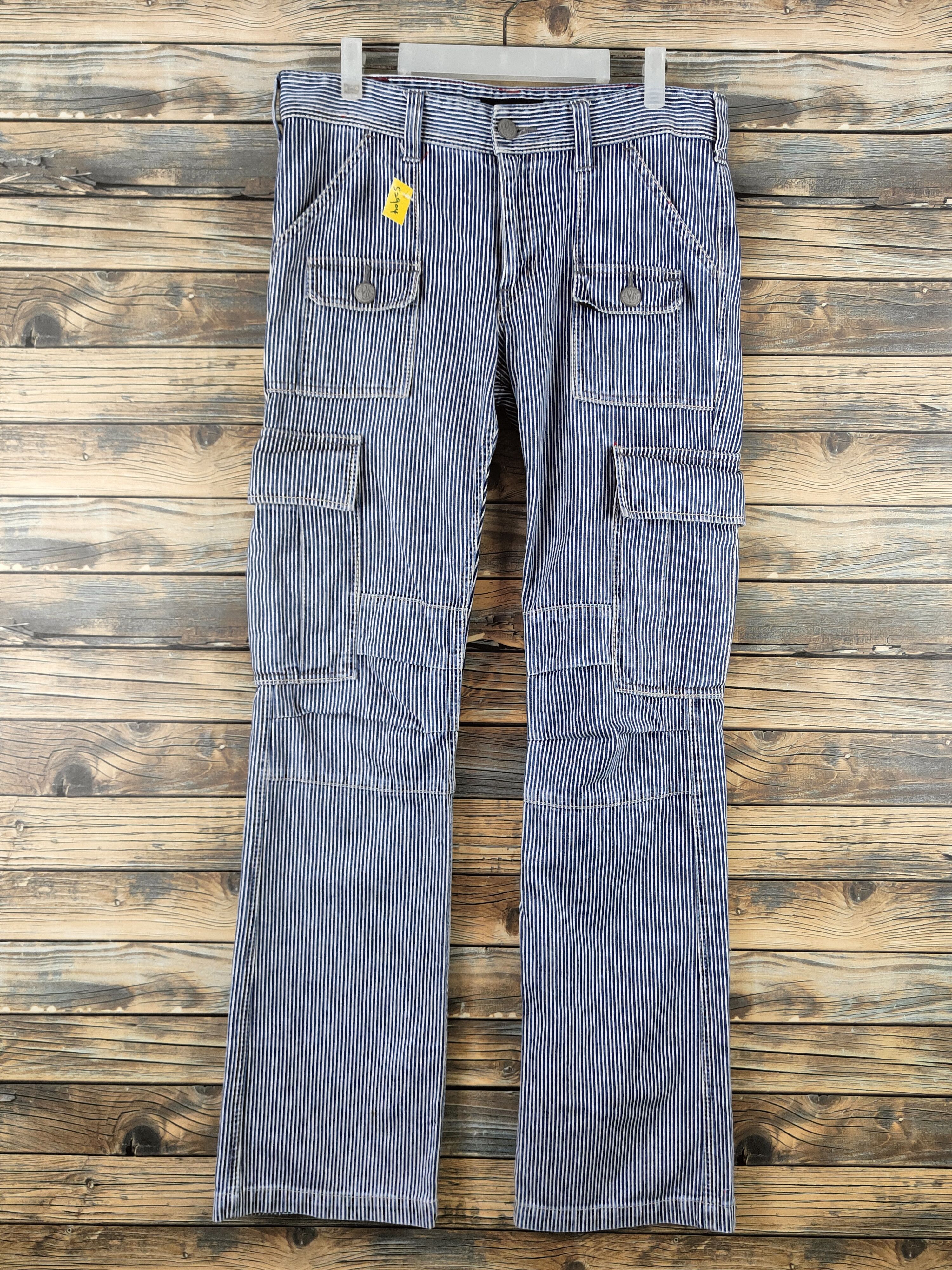 Japanese Brand DL Varosh Blue White Multipocket Cargo Pants #S2904 Size US 33 - 1 Thumbnail