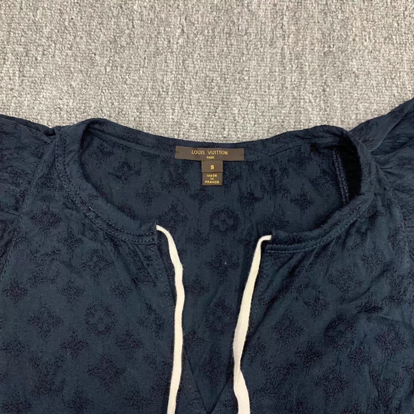 Louis Vuitton LV Navy Blue Allover Knit Short Sleeve M S 95 New Size S / US 4 / IT 40 - 6 Thumbnail