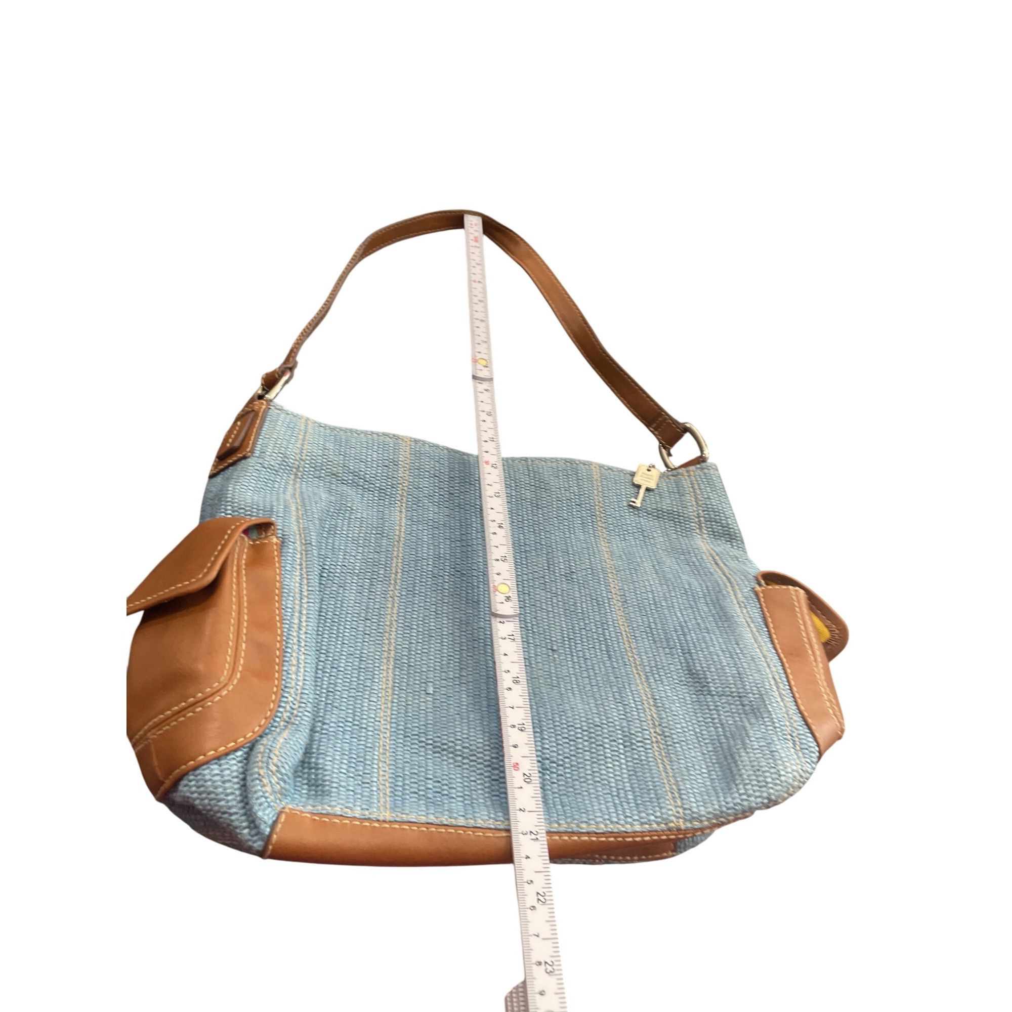 Fossil Fossil Classic Womens blue woven fabric leather Shoulder han Size ONE SIZE - 3 Thumbnail