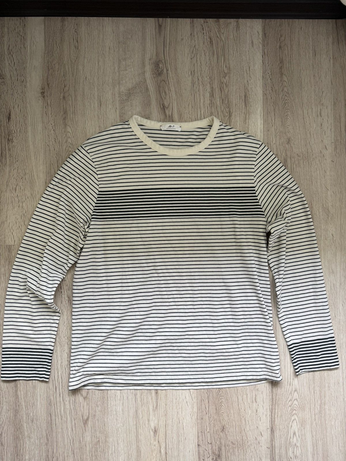 Mr P. Mr P Striped Long Sleeve T-Shirt XL White Blue MR PORTER Size US XL / EU 56 / 4 - 1 Thumbnail
