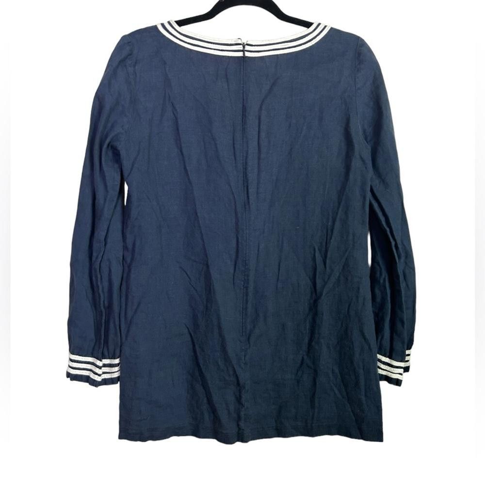 Michael Kors Michael Kors l Linen Navy Detailed Blouse Small Size S / US 4 / IT 40 - 4 Thumbnail