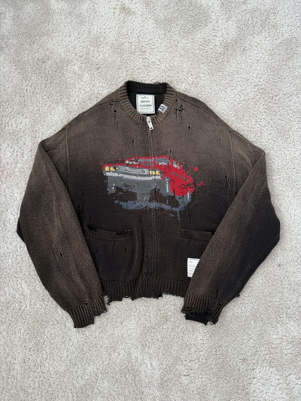 Maison MIHARA YASUHIRO Maison MIHARA YASUHIRO Intarsia-Knit Cardigan Size US S / EU 44-46 / 1 - 1 Thumbnail