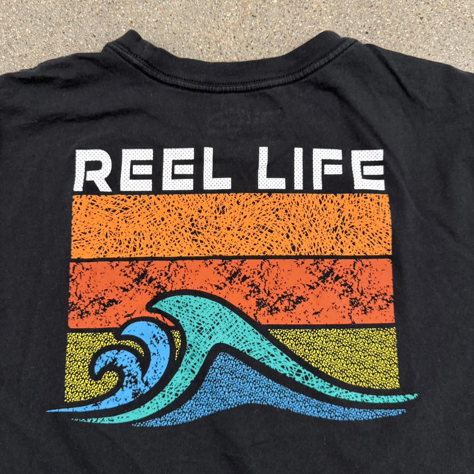 Reel Legends Reel Life Spell Out Logo T-Shirt XL Black Size US XL / EU 56 / 4 - 7 Thumbnail