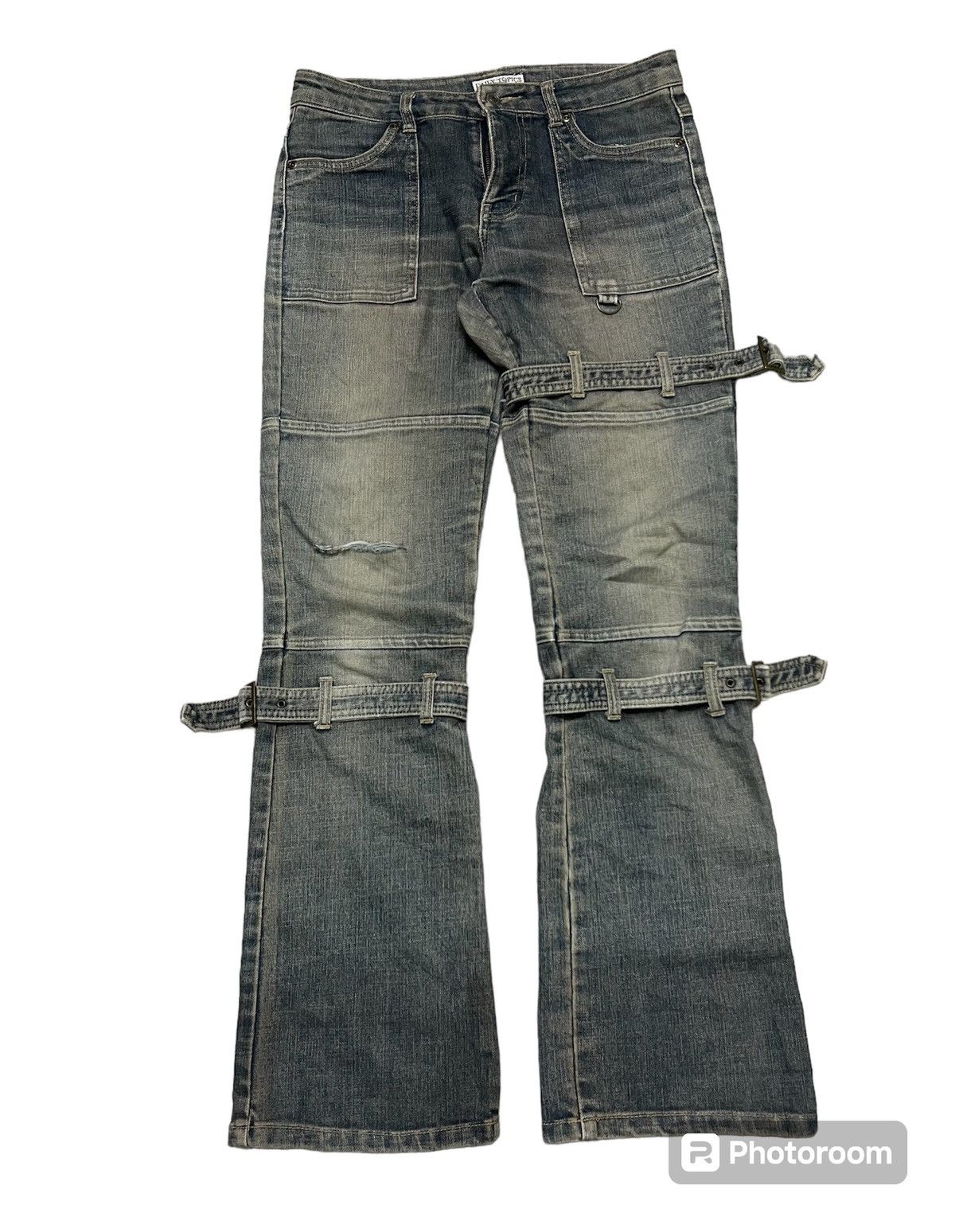20471120 2000s PPFM INSPIRED FLARE BONDAGE JEANS RARE DESIGN Size US 31 - 1 Thumbnail