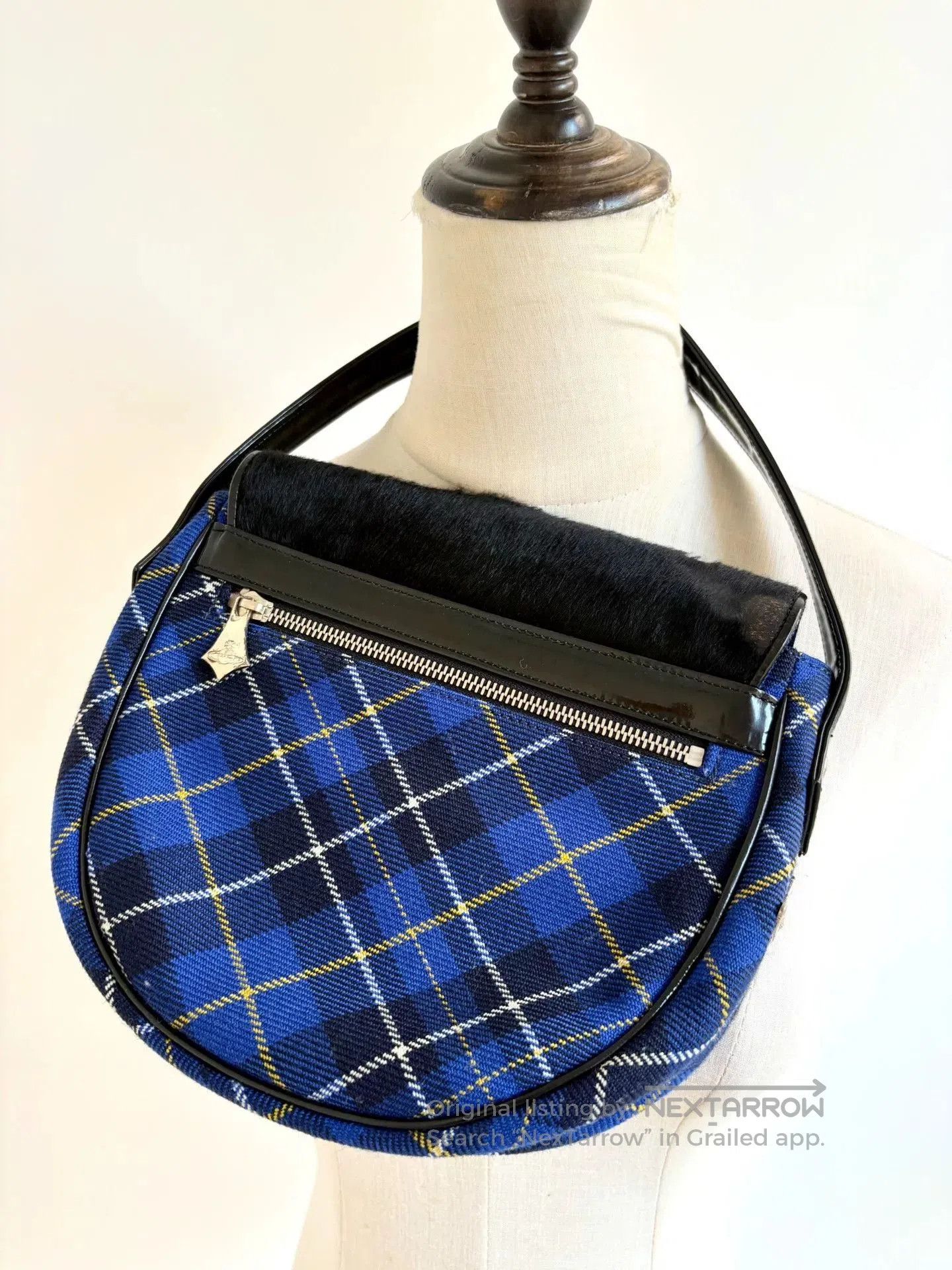 Vivienne Westwood Vivienne Westwood Blue Plaid Saddle Bag. Size ONE SIZE - 2 Thumbnail