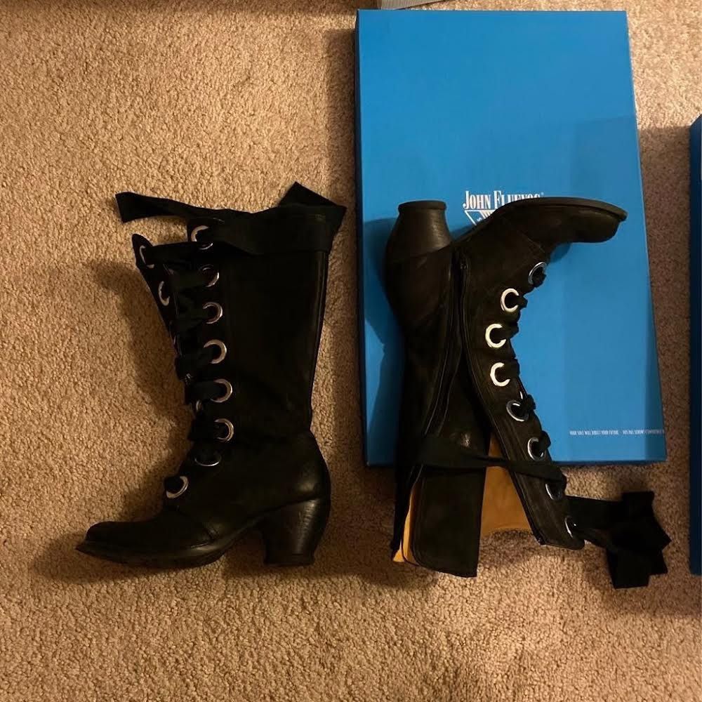 John Fluevog John Fluevog Black Sude and Leather Boots Size US 6.5 / IT 36.5 - 1 Thumbnail