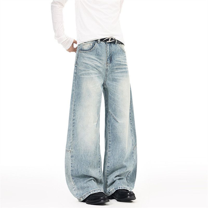 Japanese Brand Washed vintage men's cleanfit distressed curved blade jeans Size US 32 / EU 48 - 2 Thumbnail