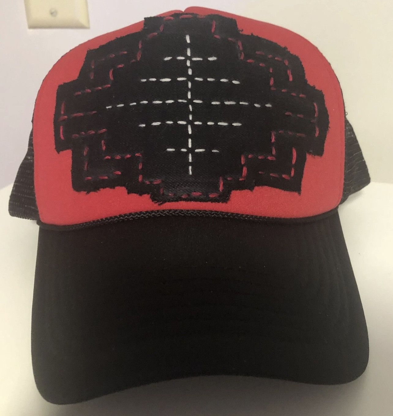 Other Black and Red Sashiko Trucker Hat Hand Stitched Rare 1/1 Size ONE SIZE - 2 Thumbnail