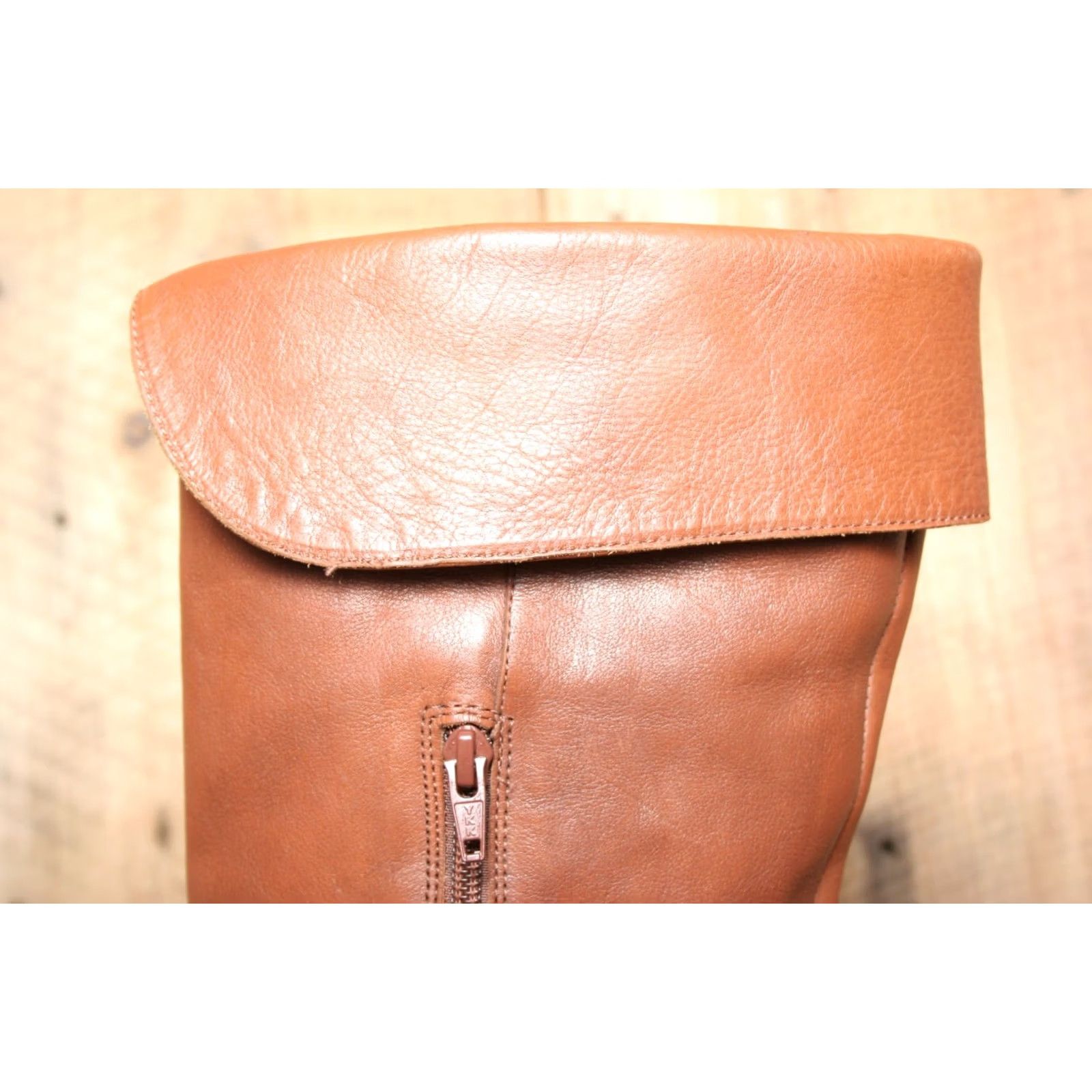Ralph Lauren VINTAGE LRL Sabina Chestnut Brown Leather Buckle Strap 17" Tall Knee-High Boots Sz. 8B Womens Leather Riding Boot Smoking? Size US 8 / IT 38 - 7 Thumbnail