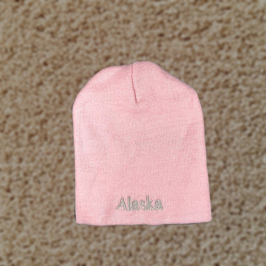 Pinko Alaska Beanie Toque Adult One Size Pink Knit 100% Acrylic Ski Embroidered Beanie Hats Unisex Adults Pink Alaska Ski Logo Vintage: No Size ONE SIZE - 1 Thumbnail