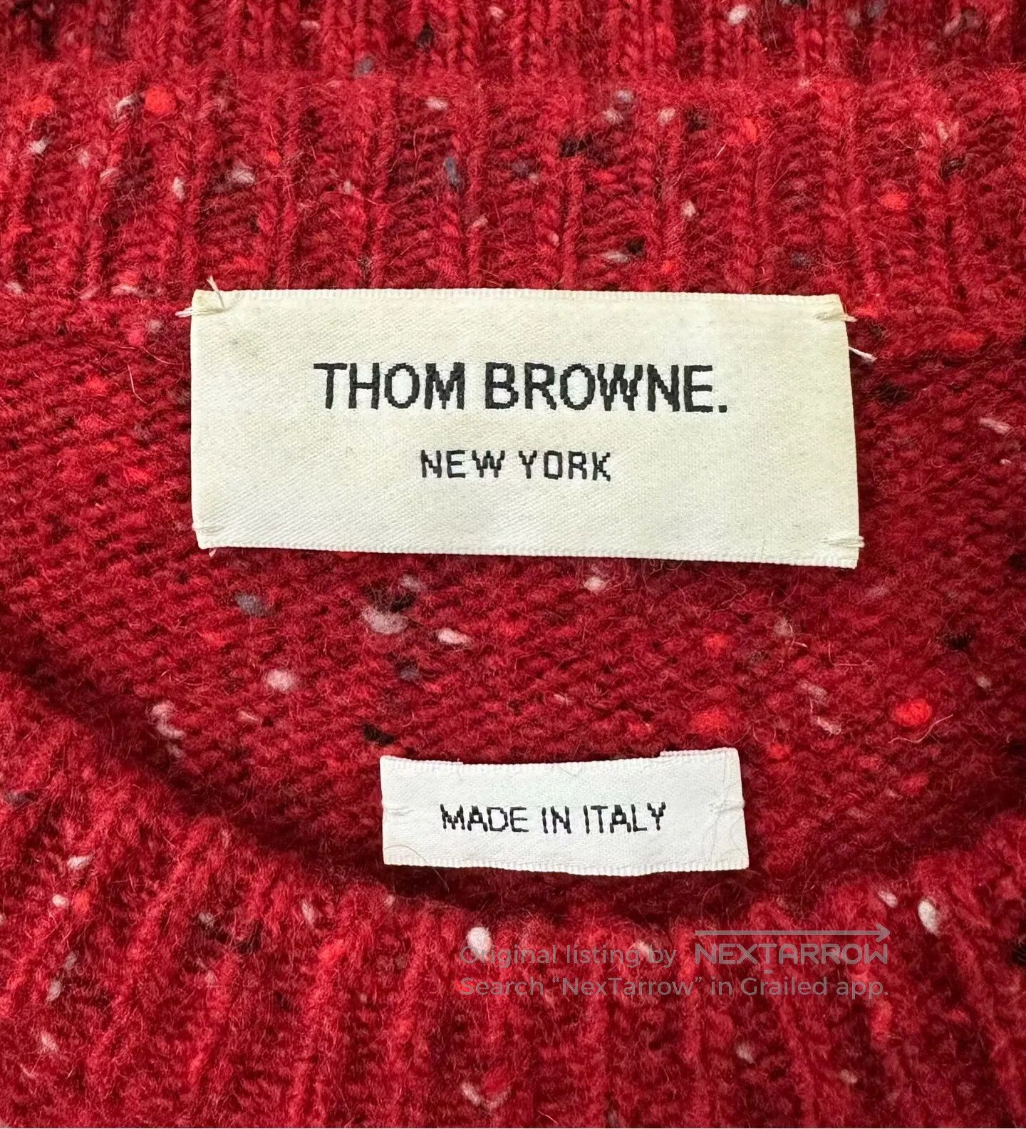 Thom Browne Thom Browne Red Classic Four-stripe Knit Sweater| Size US L / EU 52-54 / 3 - 3 Thumbnail