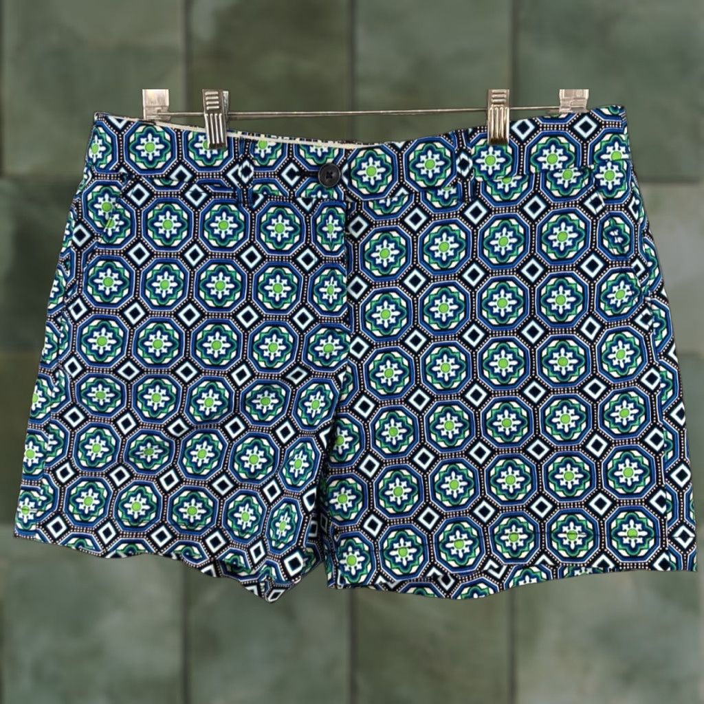 Vintage Crown Ivy Shorts 10 Blue Geometric Boho Pockets Womens Size 32" / US 10 / IT 46 - 1 Thumbnail