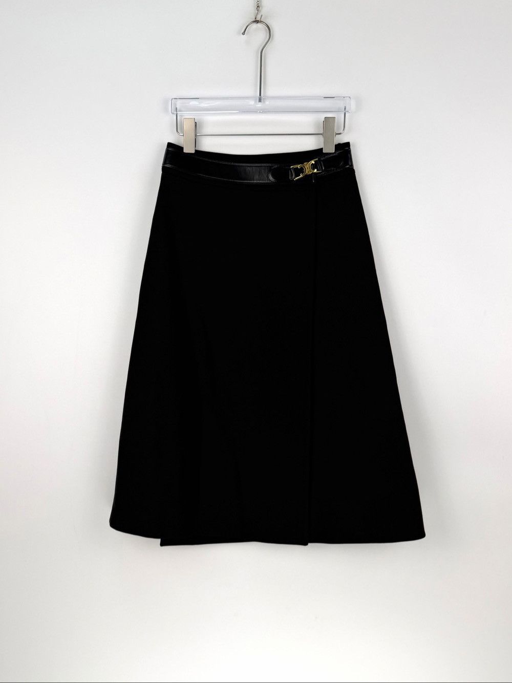 Celine Celine Leather Waistband Wool Midi Skirt Size 36 Size 26" / US 2 / IT 38 - 1 Thumbnail