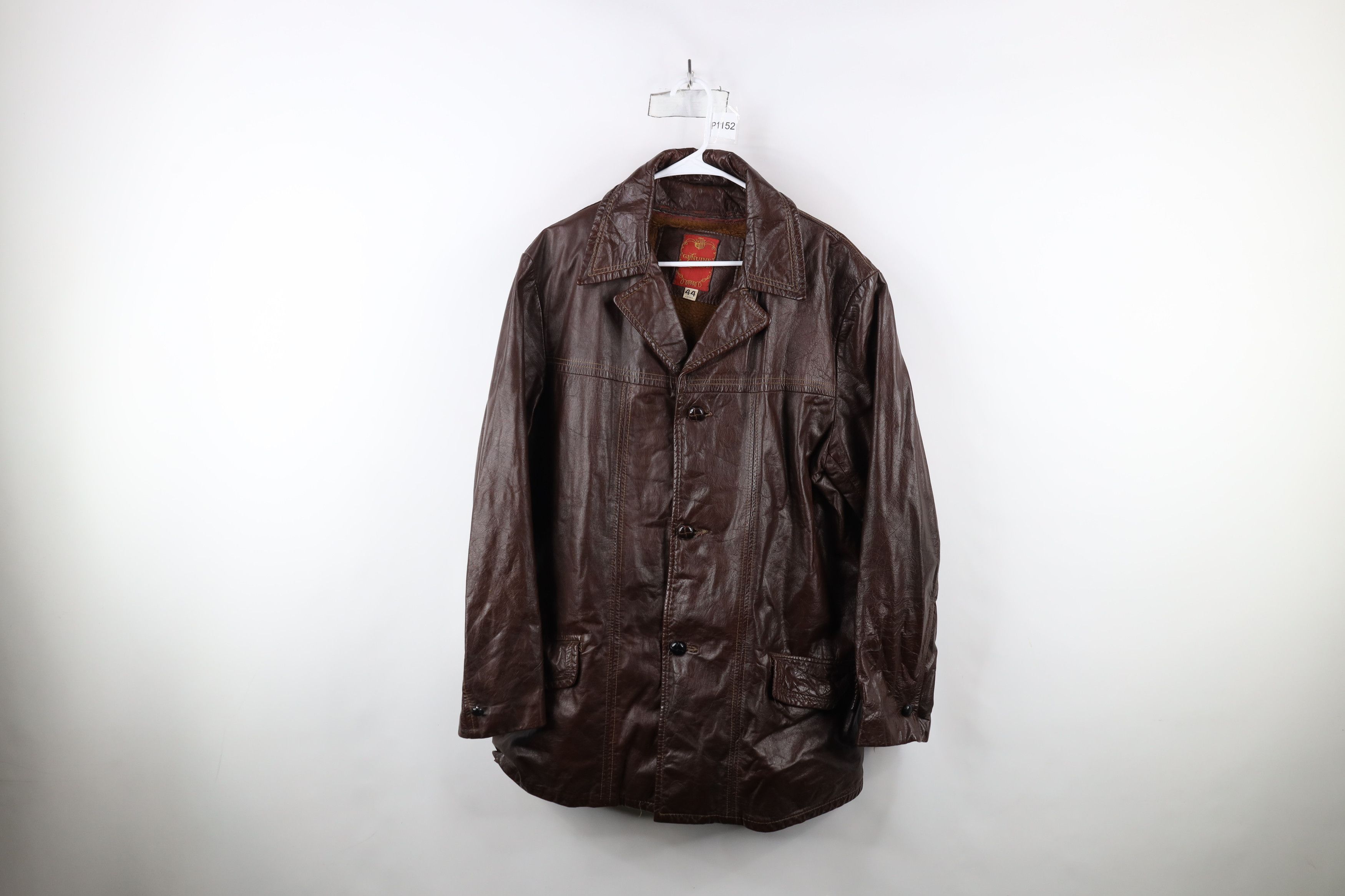 Vintage Vintage 70s Streetwear Lined Full Button Leather Jacket USA Size US XXL / EU 58 / 5 - 1 Thumbnail