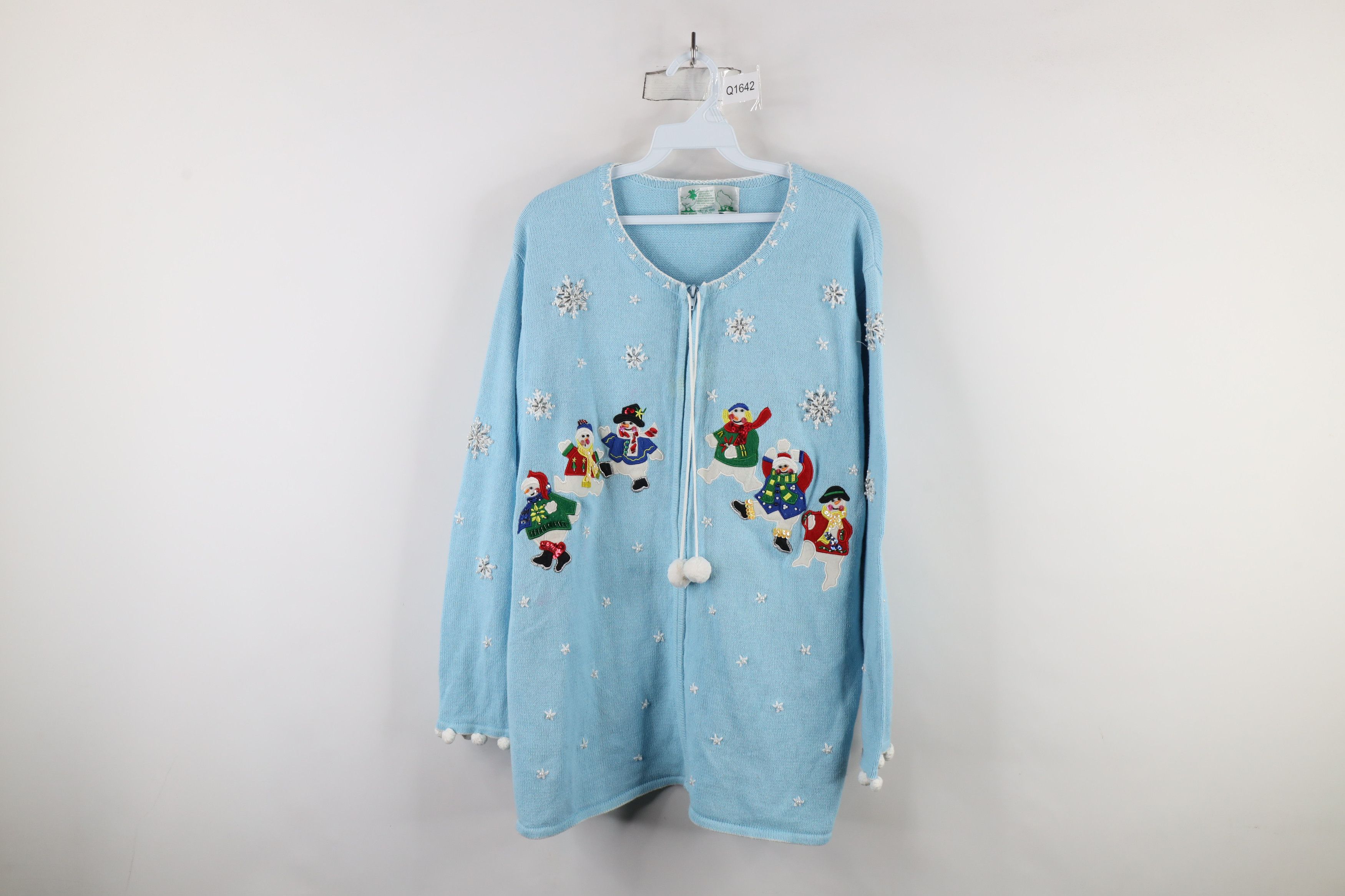 Vintage Vintage 90s Streetwear Christmas Snowman Full Zip Sweater Size XL / US 12-14 / IT 48-50 - 1 Thumbnail
