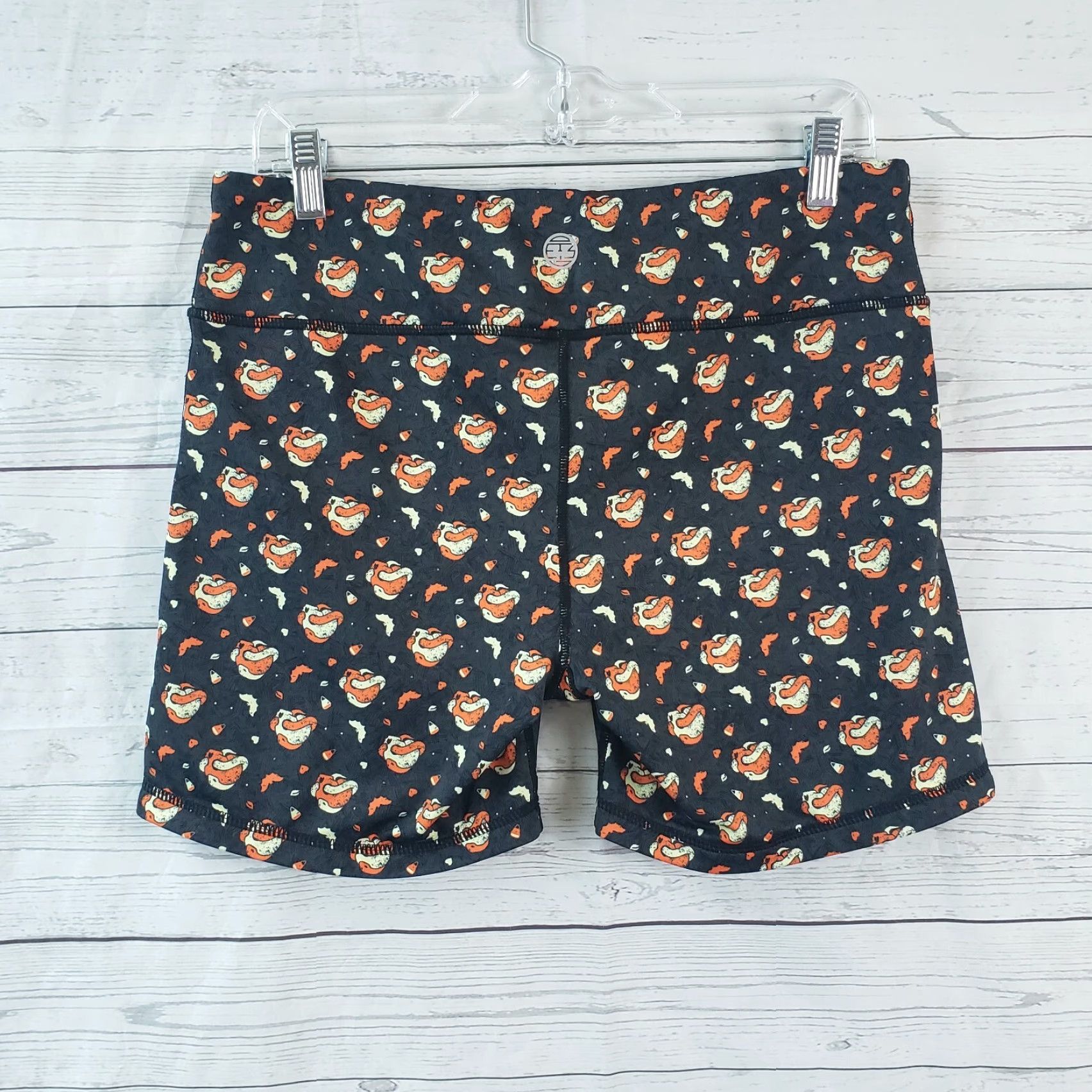 Vintage IAB Womens No Ride Activewear Shorts XL Black Orange Skull 5" Inseam Size 40" / US 18 - 3 Thumbnail