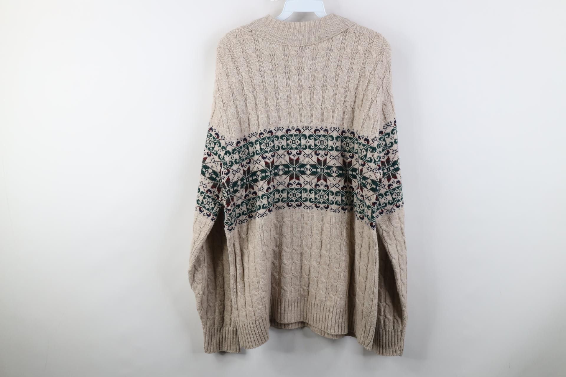 Vintage Vintage 70s Streetwear Chunky Cable Knit Mock Neck Sweater Size US L / EU 52-54 / 3 - 7 Thumbnail