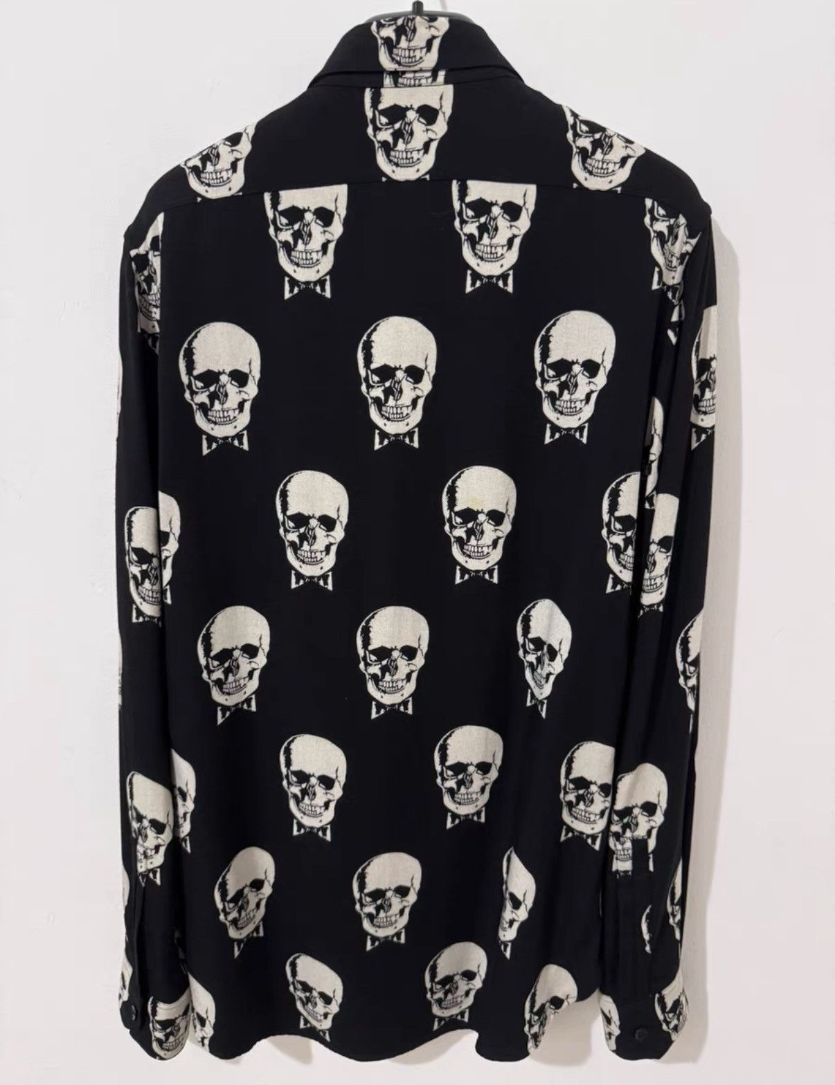 Saint Laurent Paris SLP) 15FW Viscose Black/White All-Over Skull Print Shirt Size US S / EU 44-46 / 1 - 2 Thumbnail