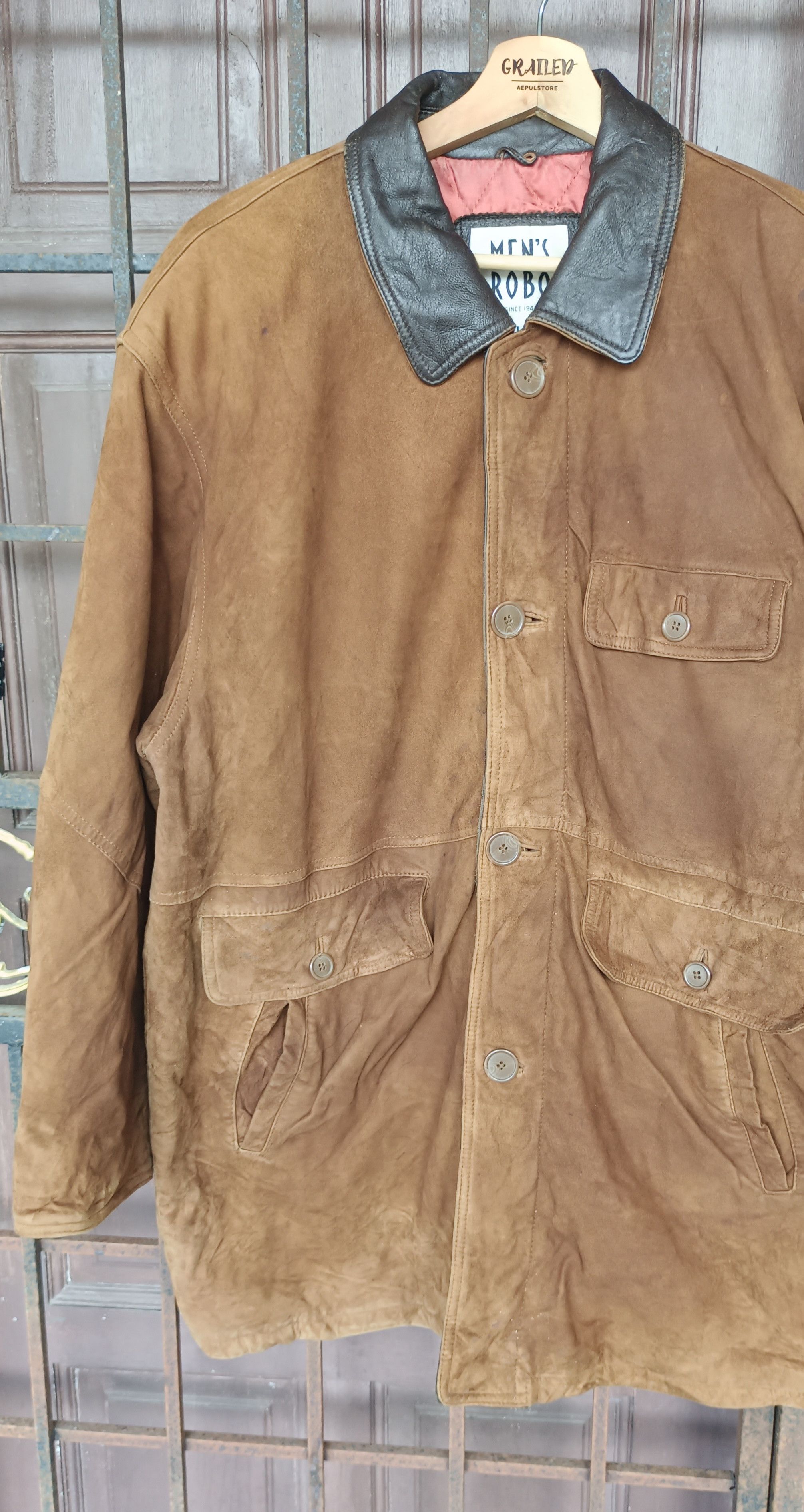 Japanese Brand Mens Robo Sueded Leather Lined Jacket Size US L / EU 52-54 / 3 - 4 Thumbnail