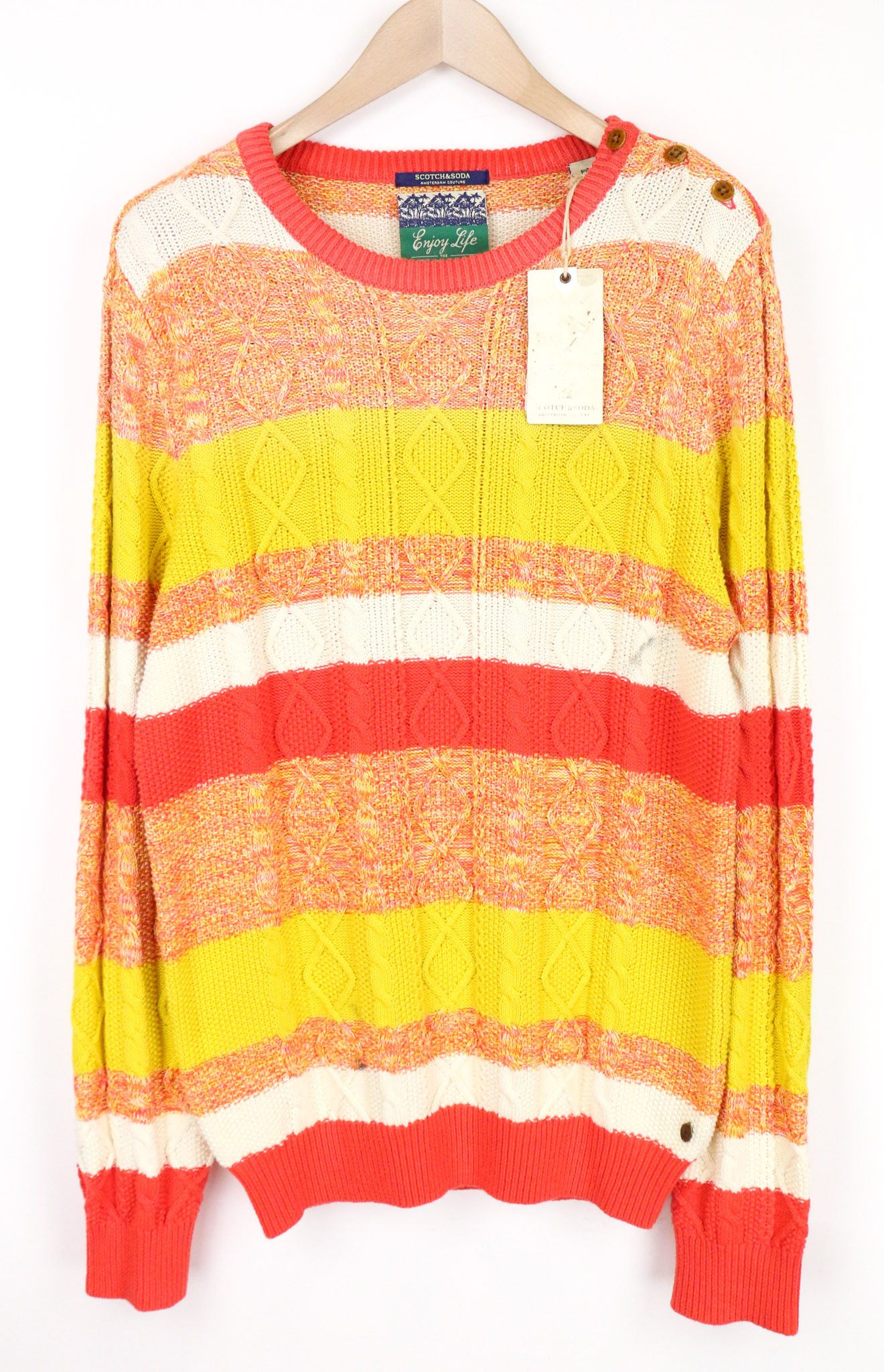 Scotch & Soda AMS COUTURE M Orange Cotton Striped Knit Jumper 74406 Size US M / EU 48-50 / 2 - 1 Thumbnail