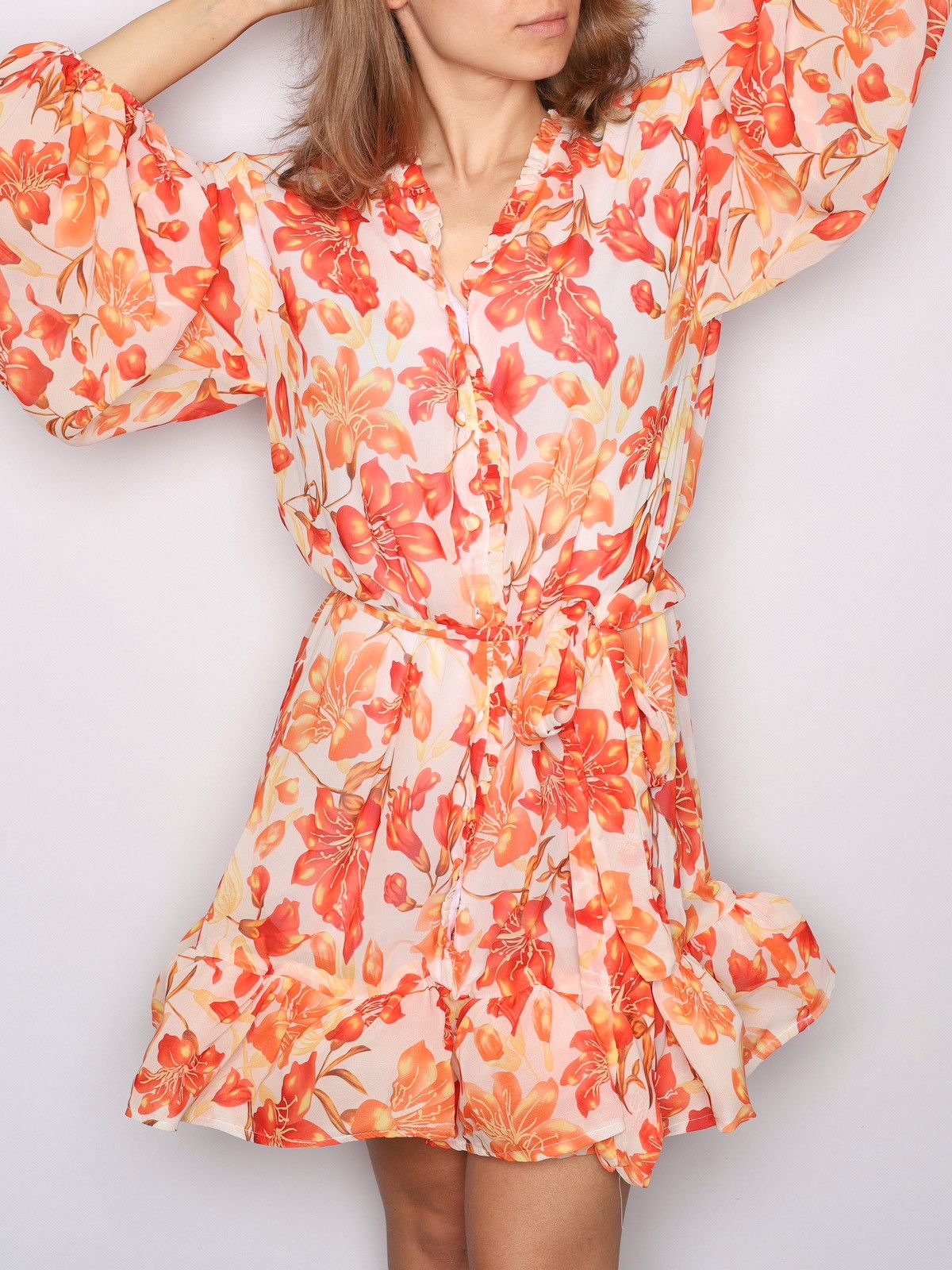 Zimmermann Zimmermann Silk Dress Denisse White Orange Flowers Printed Size XS / US 0-2 / IT 36-38 - 3 Thumbnail