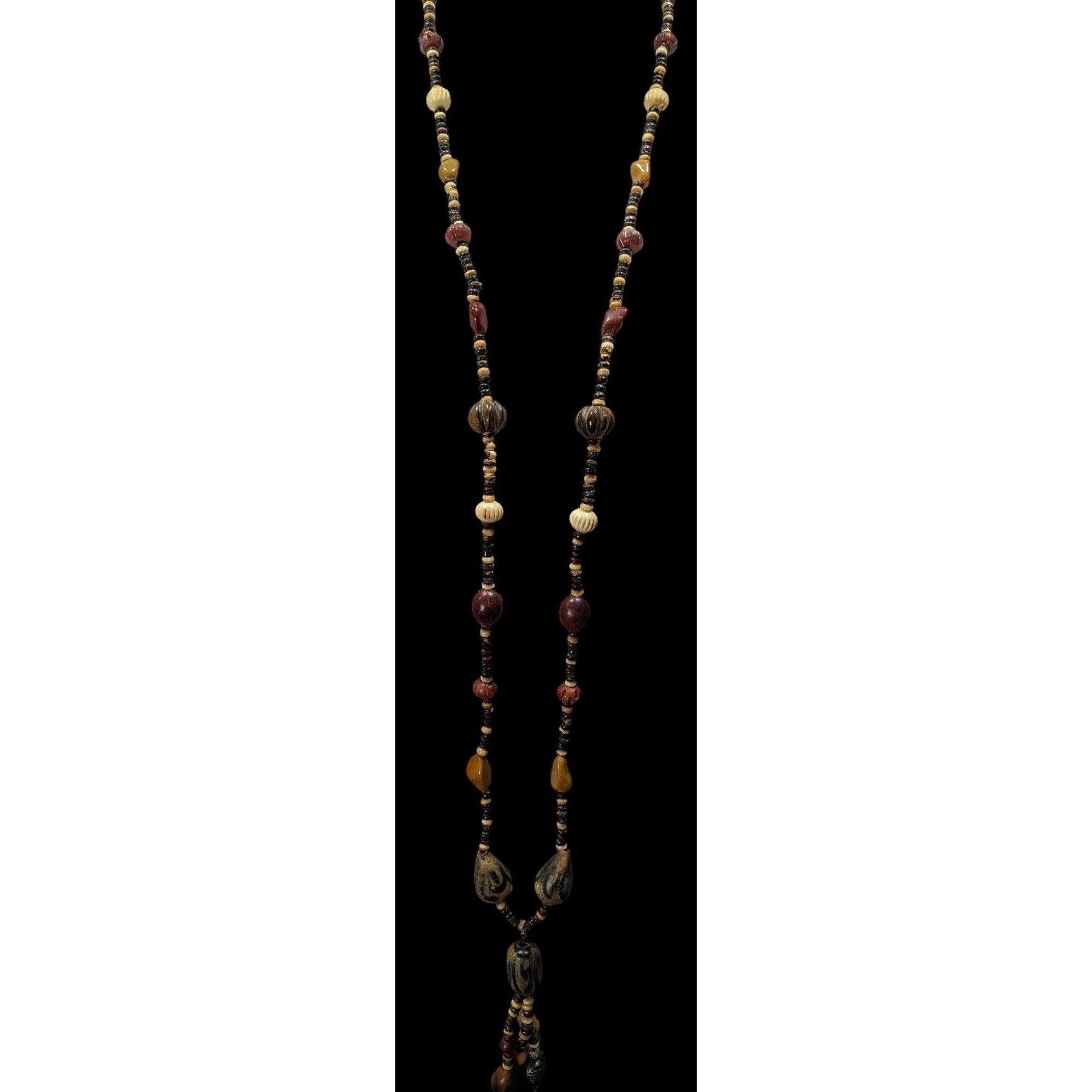Other Vintage Ethnic Hand Carved Wood And Stone Beaded Necklace Size ONE SIZE - 2 Thumbnail