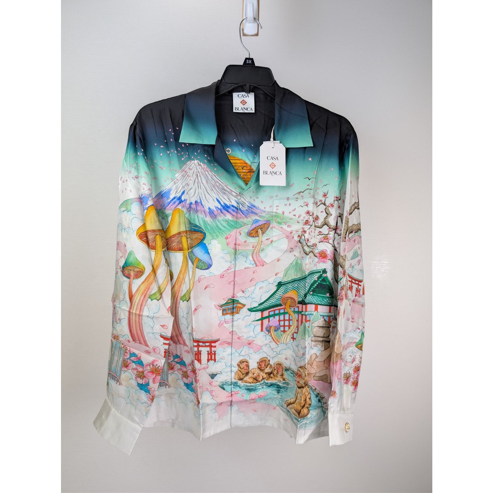 Casablanca o1rshd1 Silk Twill Cuban Collar Long Sleeve Shirt in Flowers Size US S / EU 44-46 / 1 - 2 Thumbnail