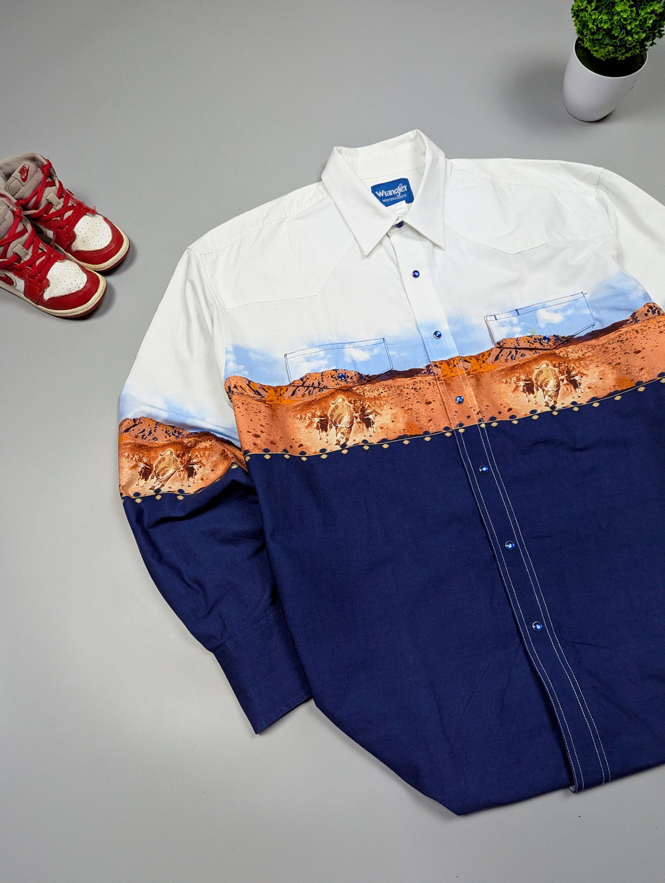Vintage × Wrangler WRANGLER Vintage Mens Western American Shirt With Buffaloes Size US XL / EU 56 / 4 - 3 Thumbnail