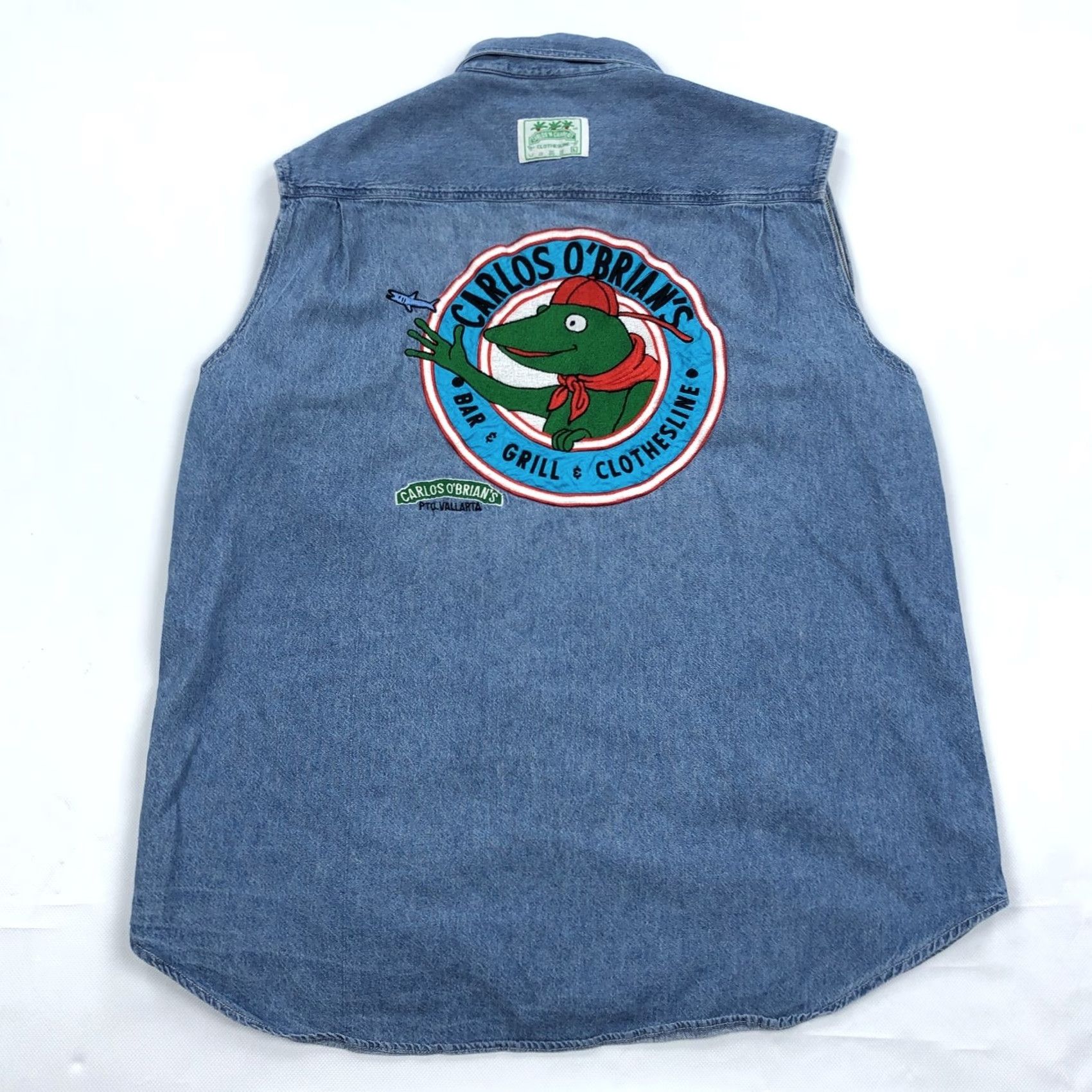 Denime VINTAGE Carlos n Charlies Clothesline Men's L Sleeveless Denim Button Down Shirt Size US L / EU 52-54 / 3 - 2 Thumbnail