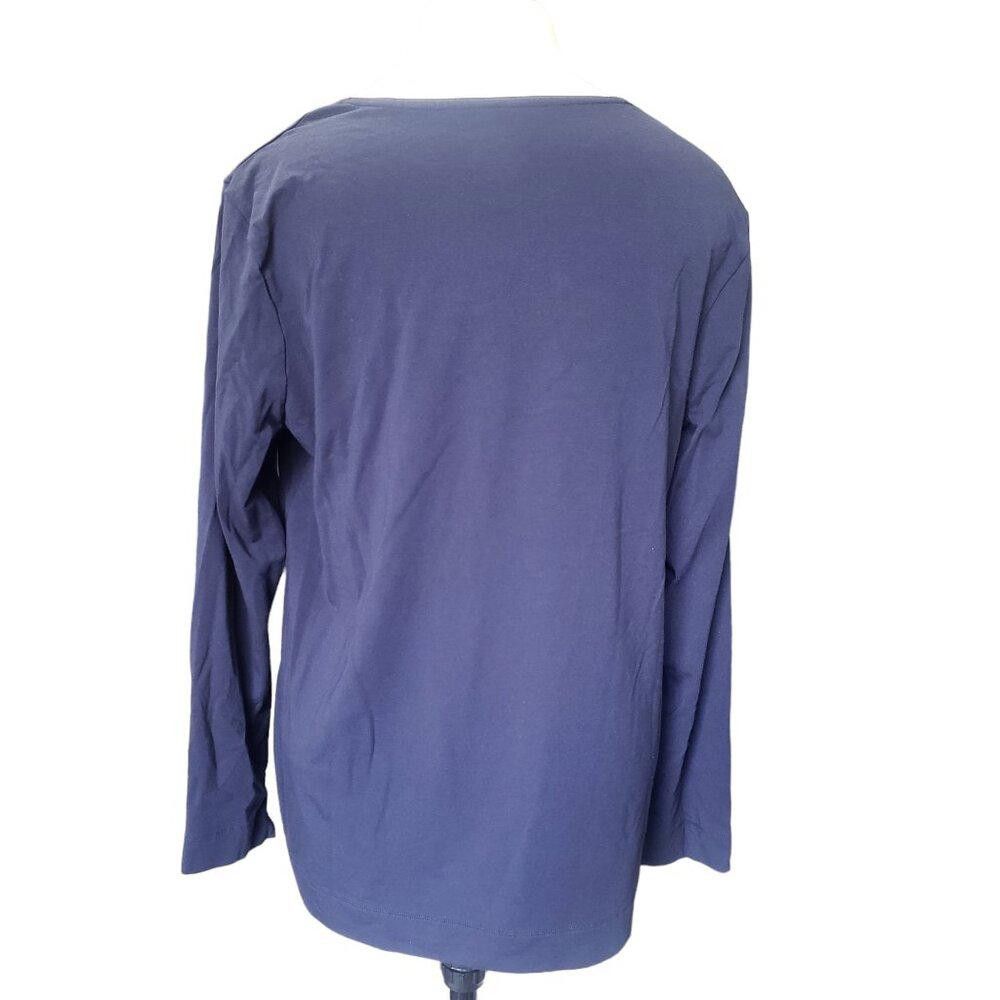 Chicos CT1524 Chico's Ultimate Long Sleeve Navy Tee L Size L / US 10 / IT 46 - 4 Thumbnail