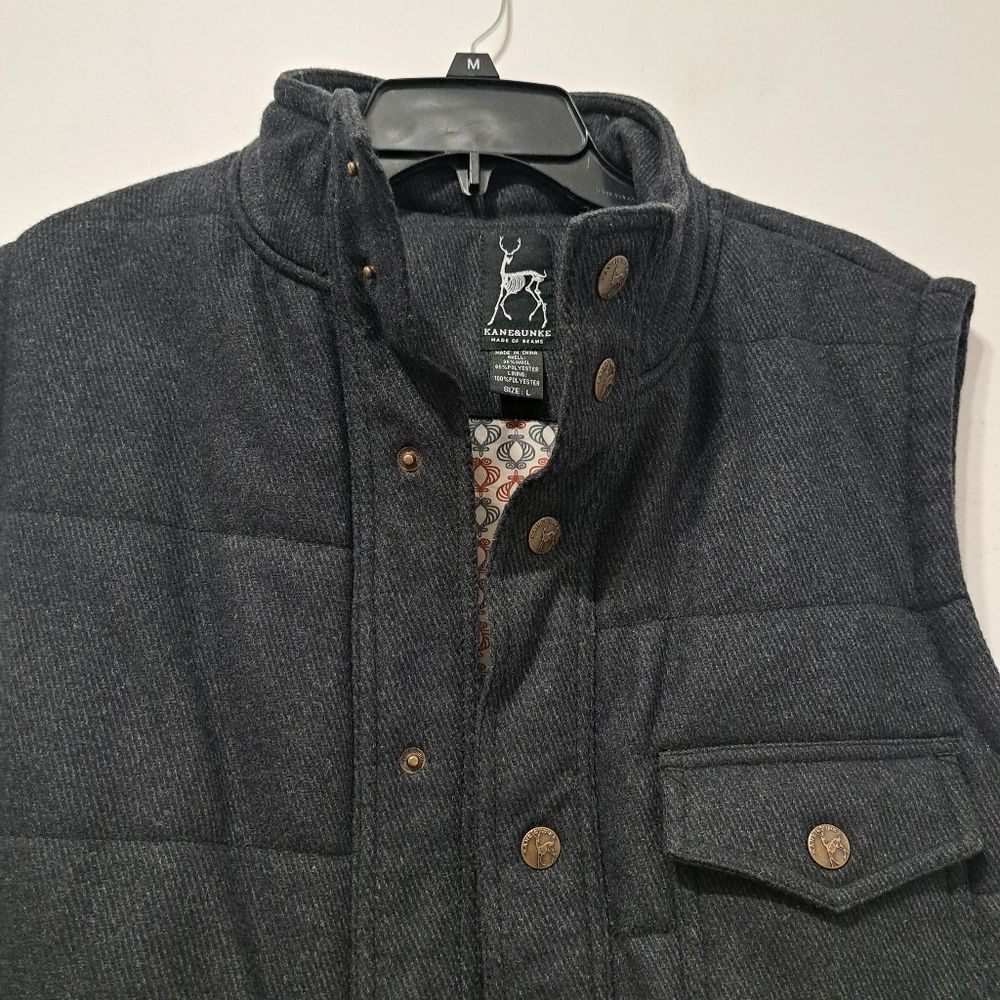 Kane & Unke Kane & Unke Quilted Puffer Mens Preppy Wool Vest Snap Button Large Dark Navy Size US L / EU 52-54 / 3 - 6 Thumbnail