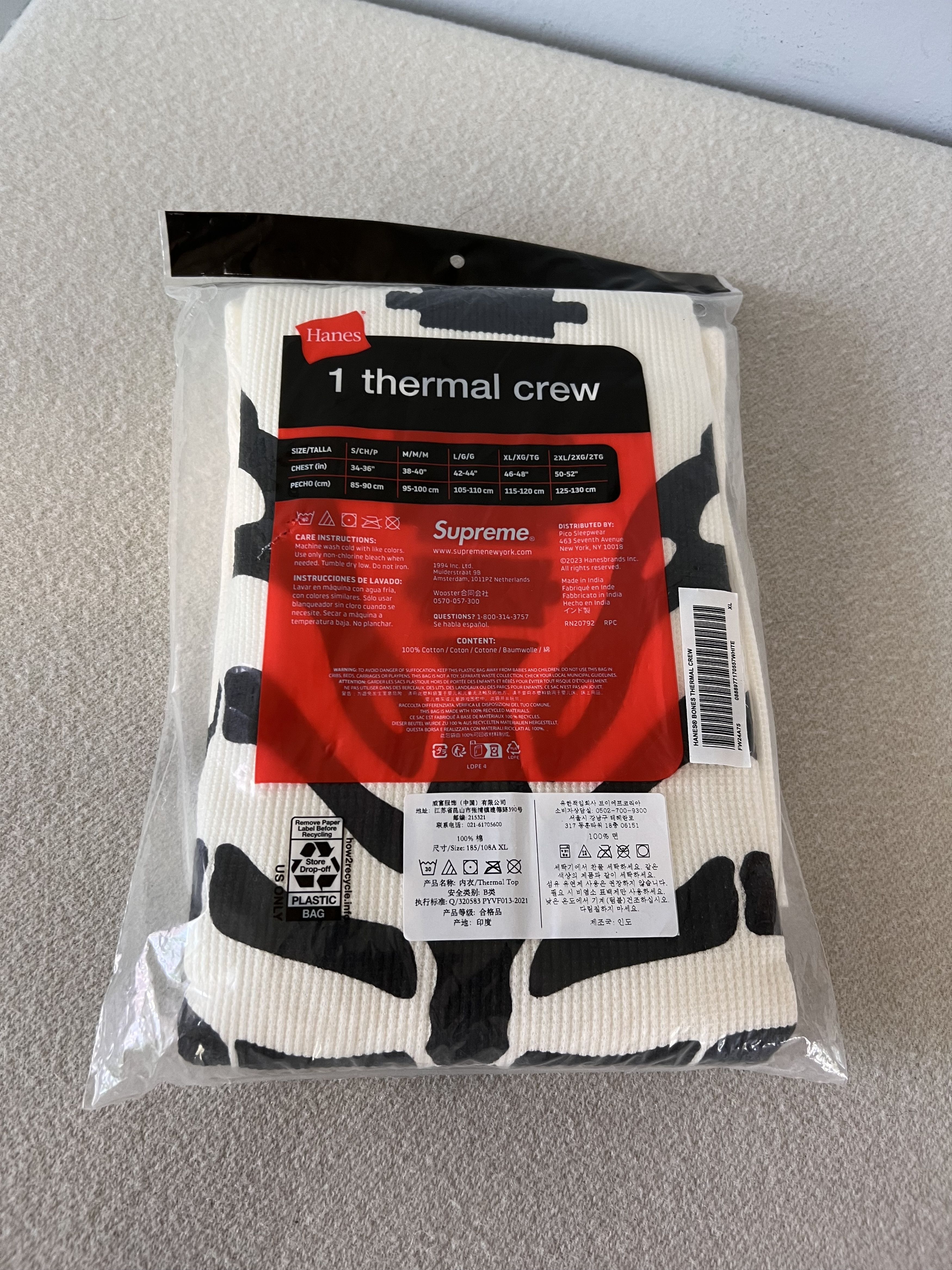Supreme Supreme Hanes Bone Thermal Long Sleeve in White Size US XL / EU 56 / 4 - 3 Thumbnail