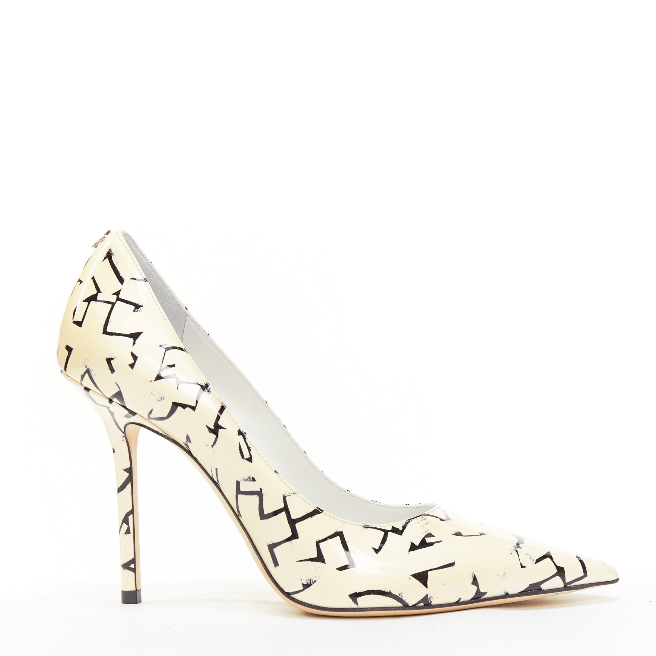 Jimmy Choo JIMMY CHOO ERIC HAZE Poggy black graphics pearl leather pumps EU38.5 Size US 8.5 / IT 38.5 - 1 Thumbnail