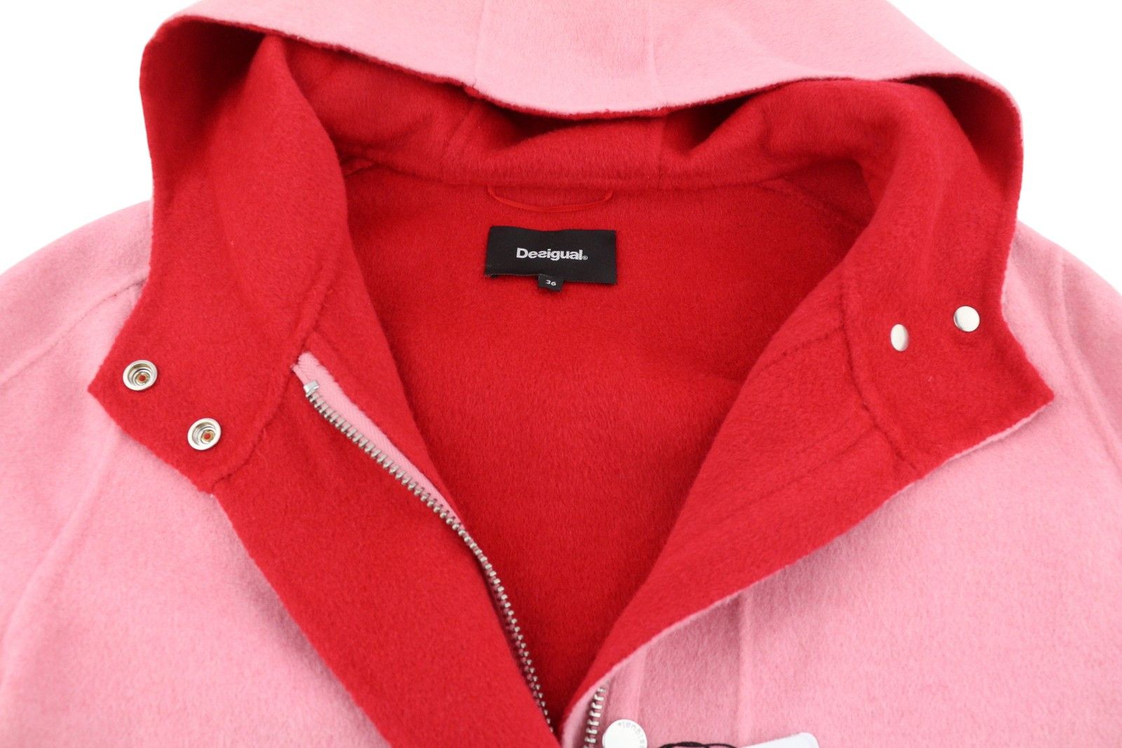 Desigual LENZY EU36 Pink Wool Blend Hooded Mid Coat 88464 Size S / US 4 / IT 40 - 6 Thumbnail