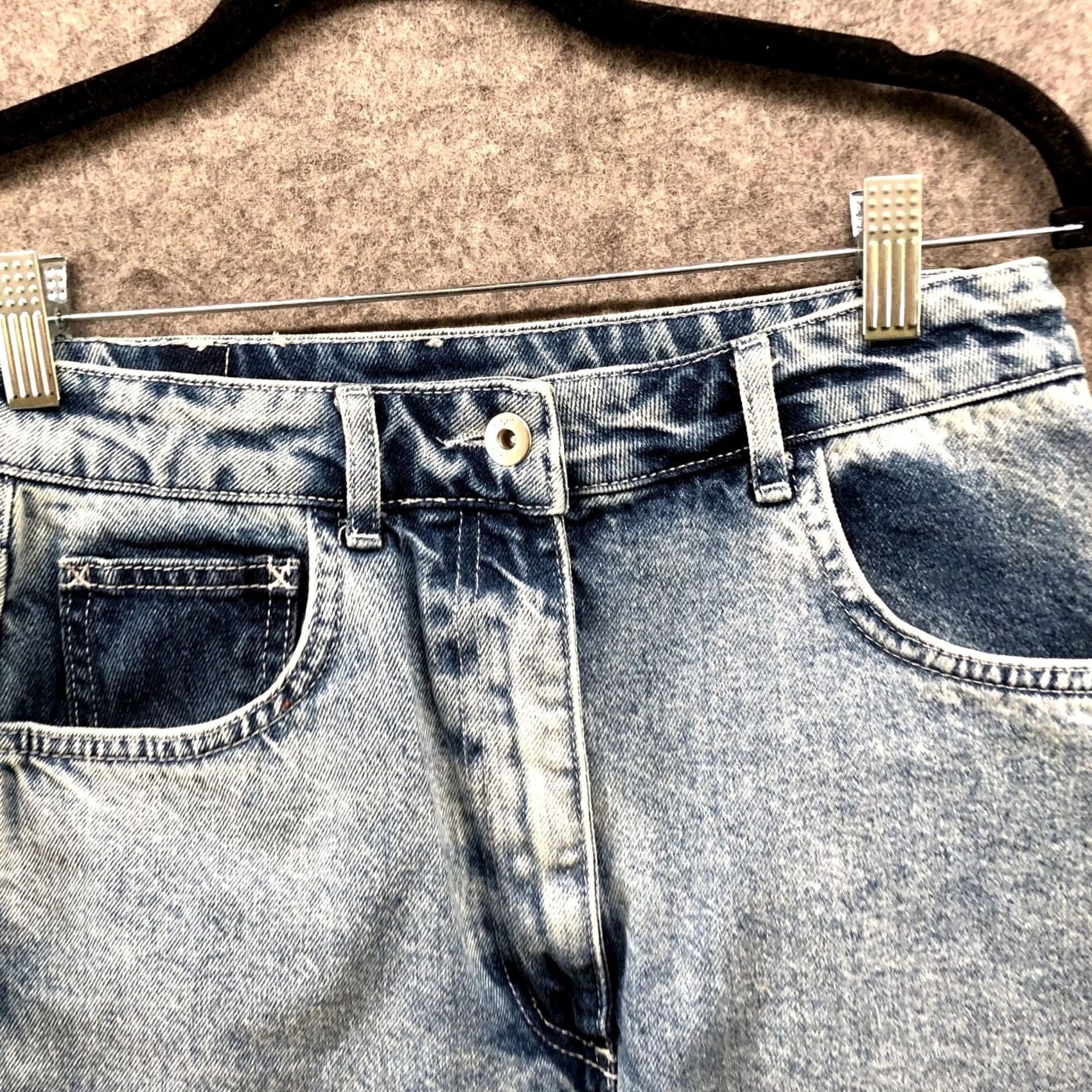 Asos ASOS Collusion Jean Skirt Womens Size 6 Blue Light Wash Straight Mini High Rise Size 28" / US 6 / IT 42 - 3 Thumbnail