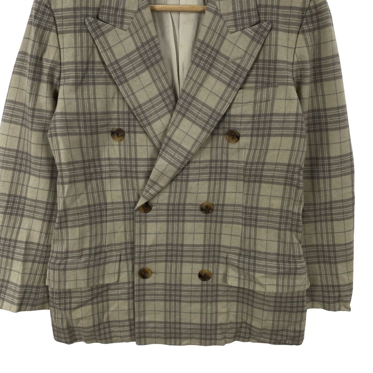 Tokio Kumagai Vintage TOKKO KUMAGAI Plaid Double Breasted Blend Blazer Size S / US 4 / IT 40 - 5 Thumbnail