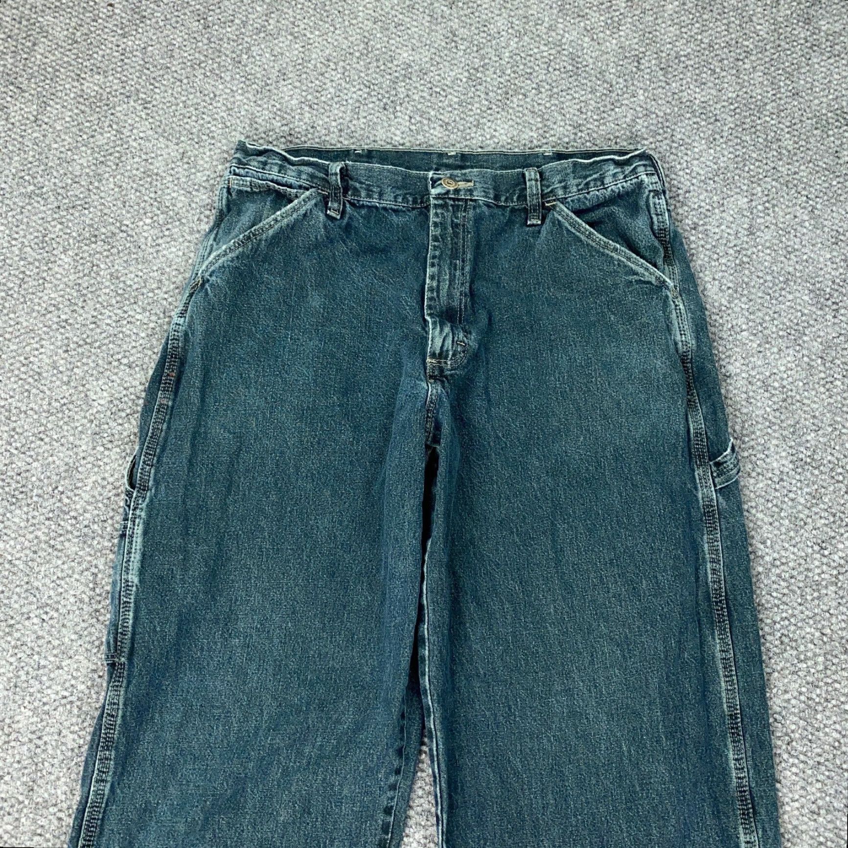 Wrangler VINTAGE Wrangler Jeans Men 34x30 Relaxed Fit Denim Blue 90s Grunge Baggy Carpenter Inspired Size US 33 - 2 Thumbnail