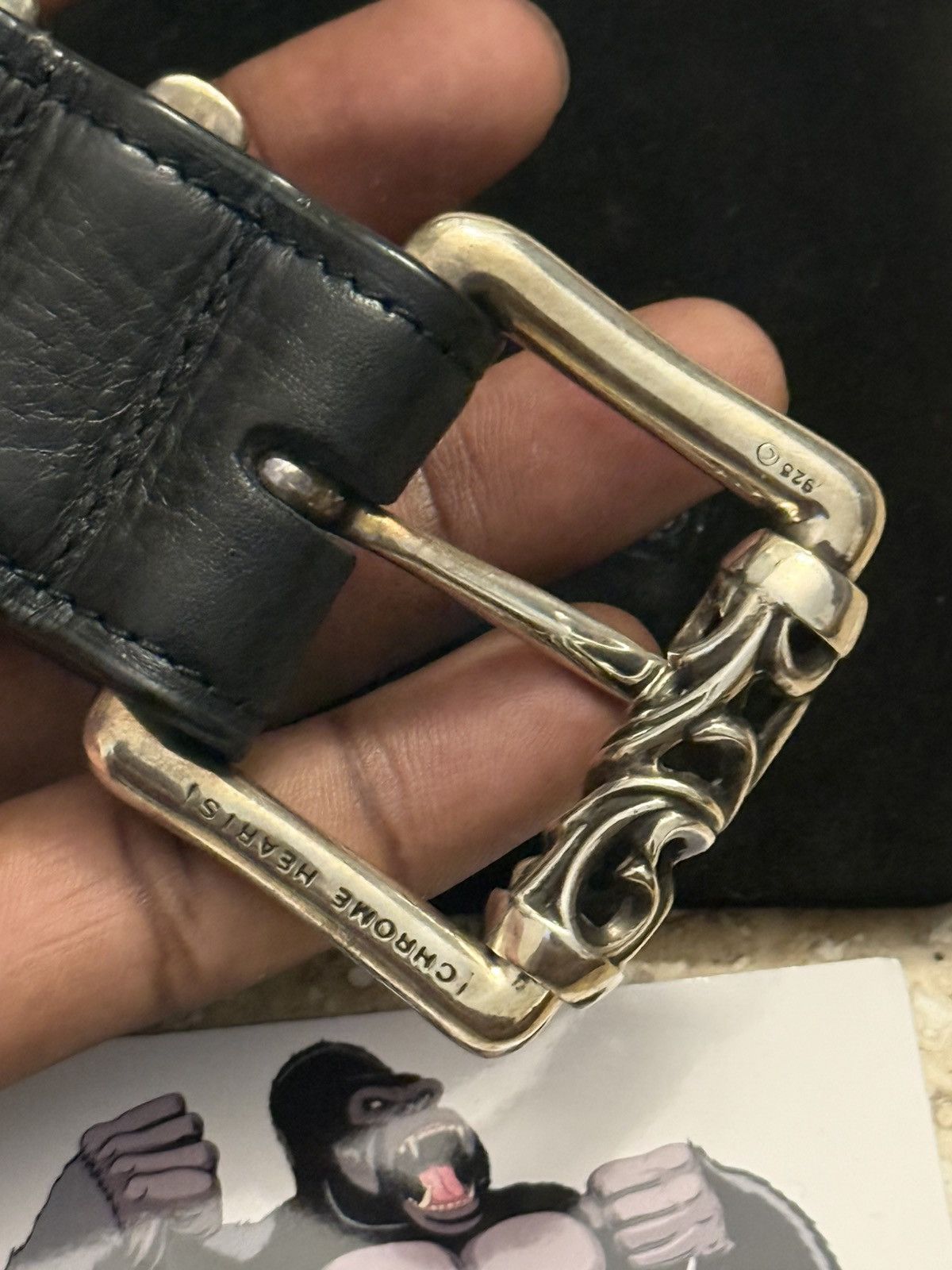 Chrome Hearts Chrome Hearts Black Leather Roller Belt Size 38 - 6 Thumbnail
