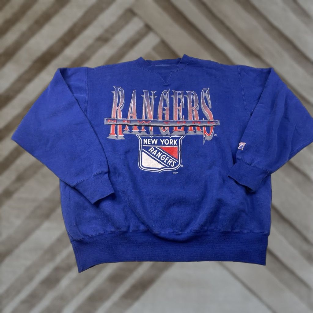 Logo 7 VINTAGE Logo 7 New York Rangers Sweatshirt Mens XL Blue NHL Hockey Size US XL / EU 56 / 4 - 1 Thumbnail