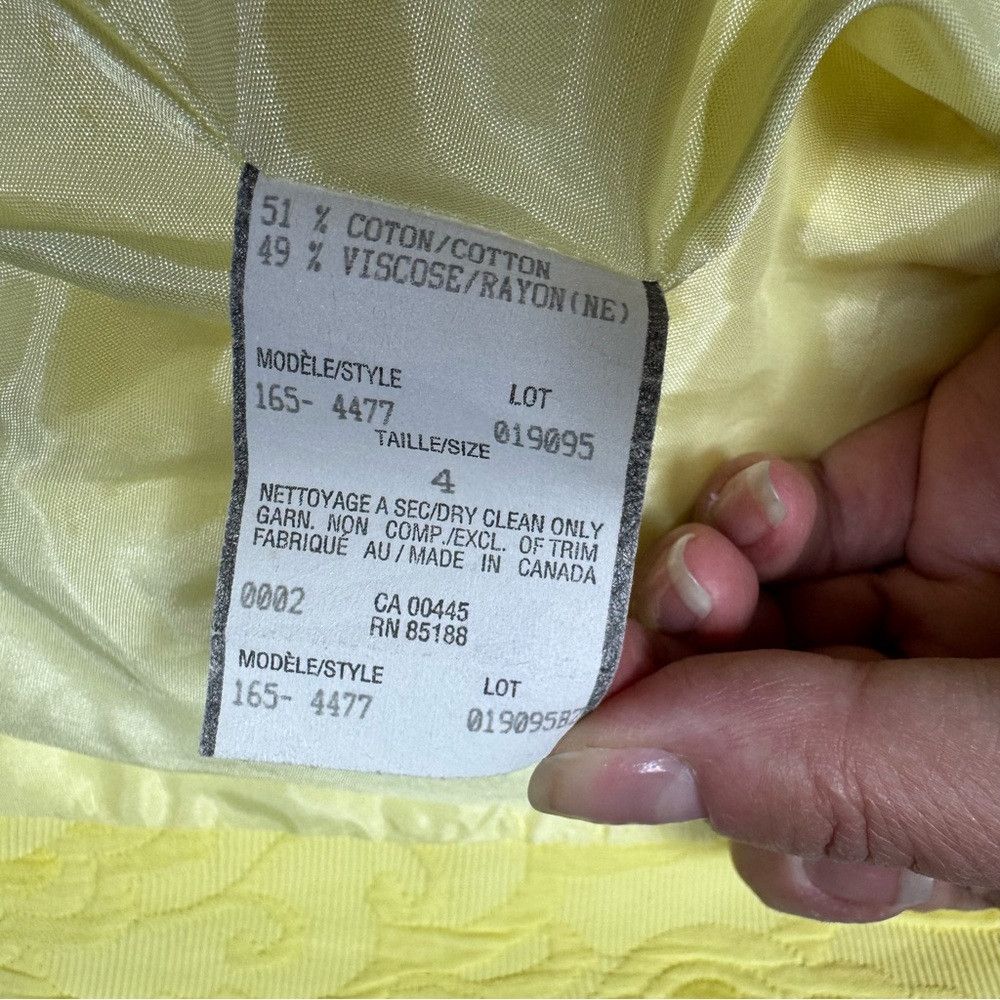 LOUBEN Louben Yellow Textured Floral Cotton Zip Front Jacket Size Size S / US 4 / IT 40 - 8 Thumbnail
