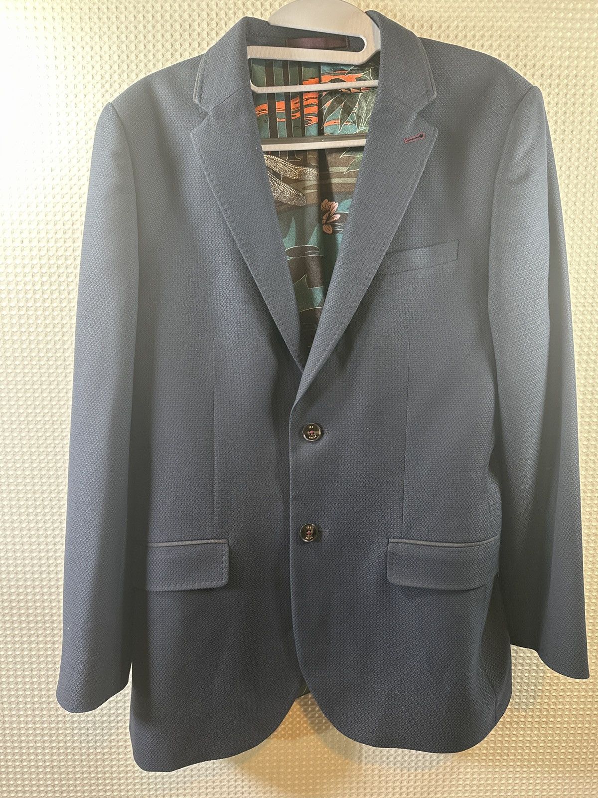 Ted Baker Ted Baker Slim Fit Suit in Navy Blue Textured Wool Size 40S - 1 Thumbnail