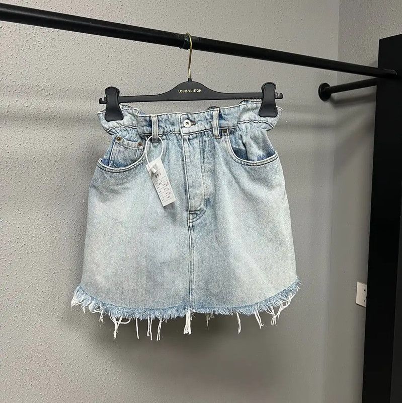 Miu Miu Miu Miu Light Blue Cotton Skirt 0089 Size 30" / US 8 / IT 44 - 1 Thumbnail