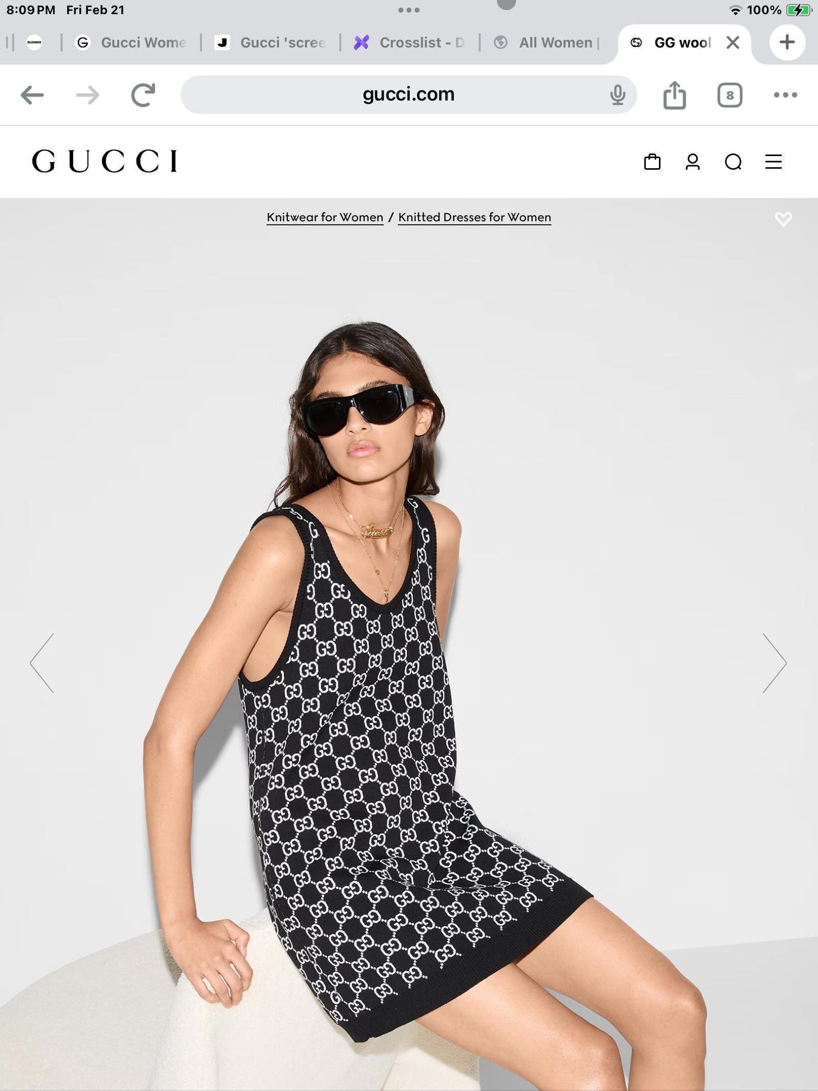 Gucci GUCCI GG WOOL JACQUARD MINI DRESS SIZE L Size ONE SIZE - 3 Thumbnail