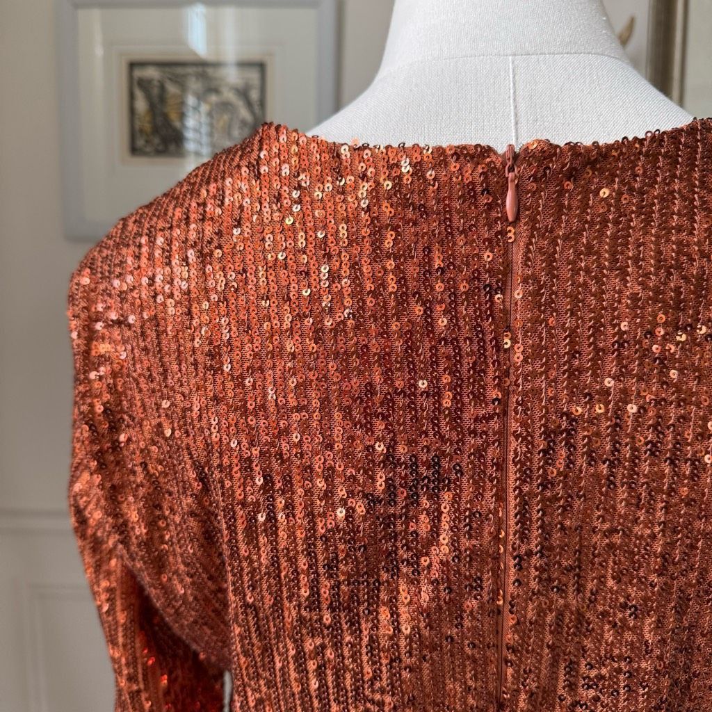 Fashion Nova Center Stage Sequin Mini Dress Bronze L