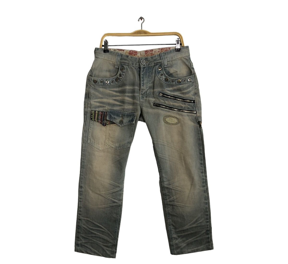 Hysteric Glamour Hype 90s Crazy Leopard Multipocket Zipper Bondage Denim Size US 33 - 1 Thumbnail